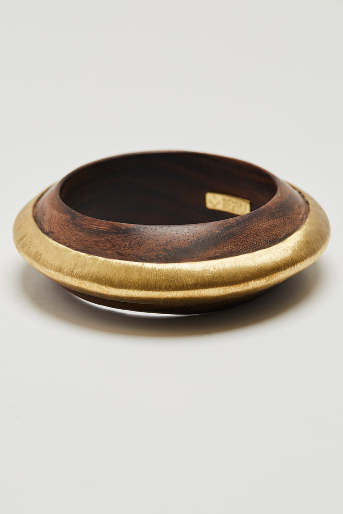 OLUCHI WOOD BANGLE WITH BRUSHED BRASS