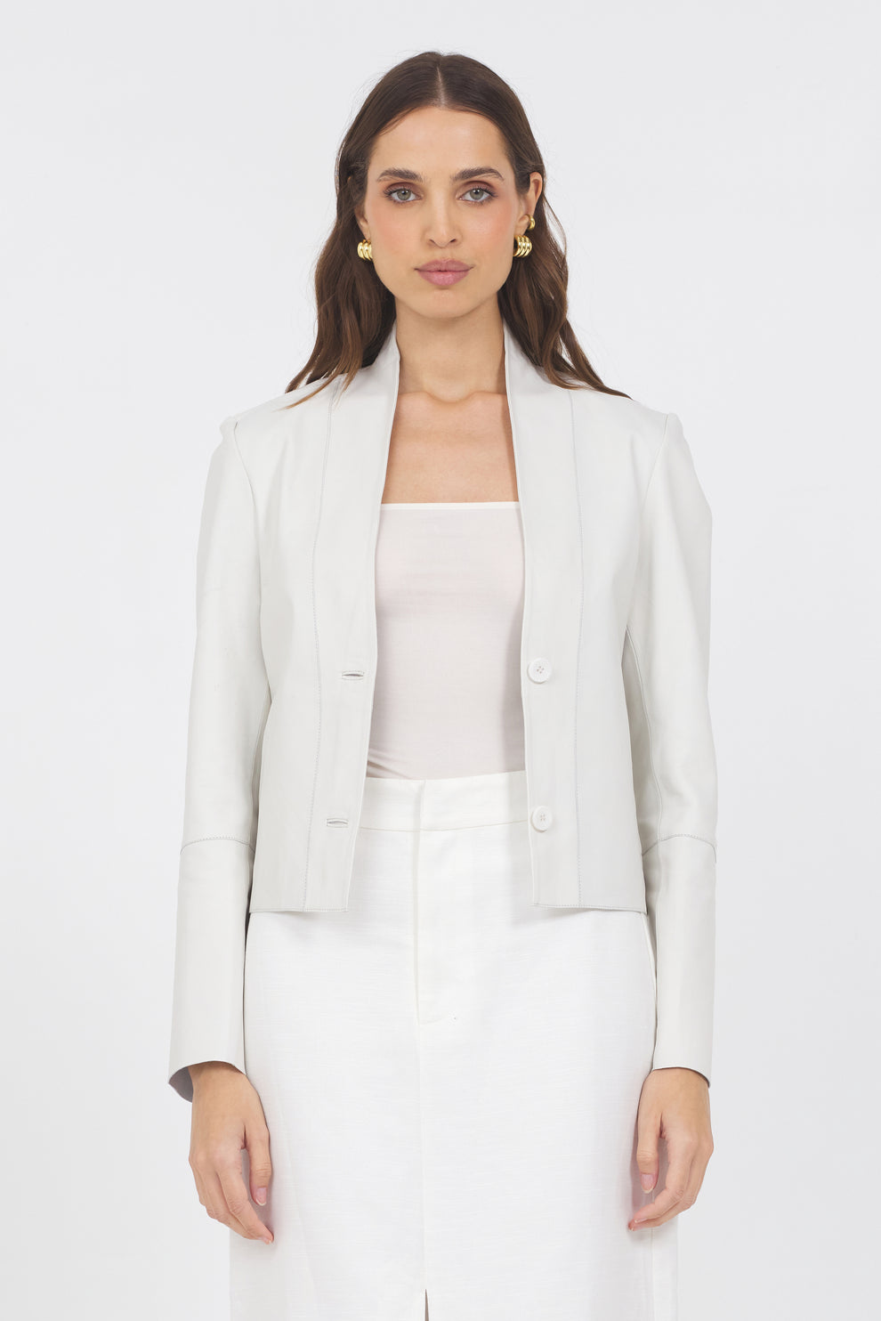 TESSA WASHED LEATHER JACKET - WHITE