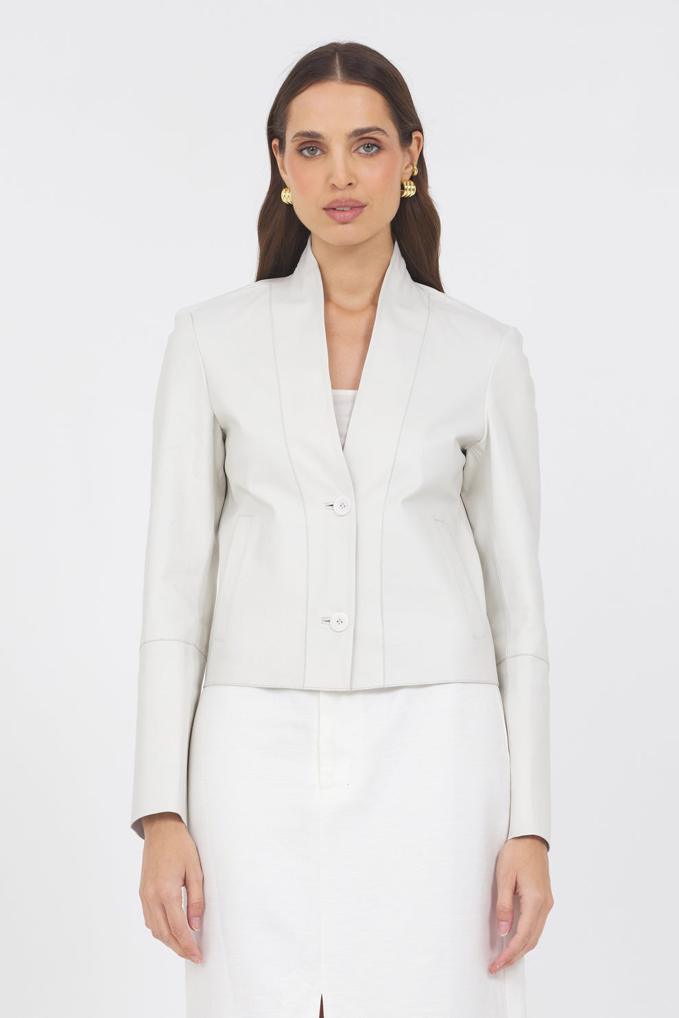 TESSA WASHED LEATHER JACKET - WHITE