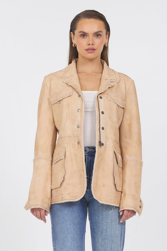 MERYL VINTAGE LEATHER JACKET - CAPUCCINO