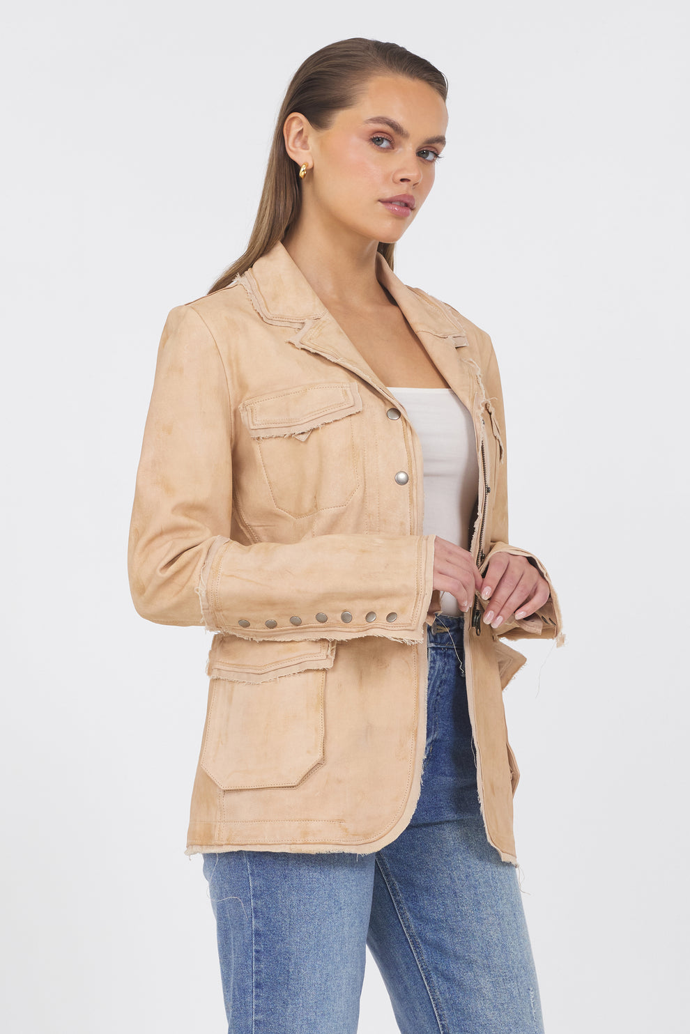 MERYL VINTAGE LEATHER JACKET - CAPUCCINO
