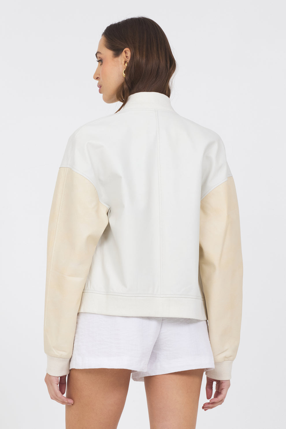 MAE WASHED LEATHER JACKET - WHITE/CREAM