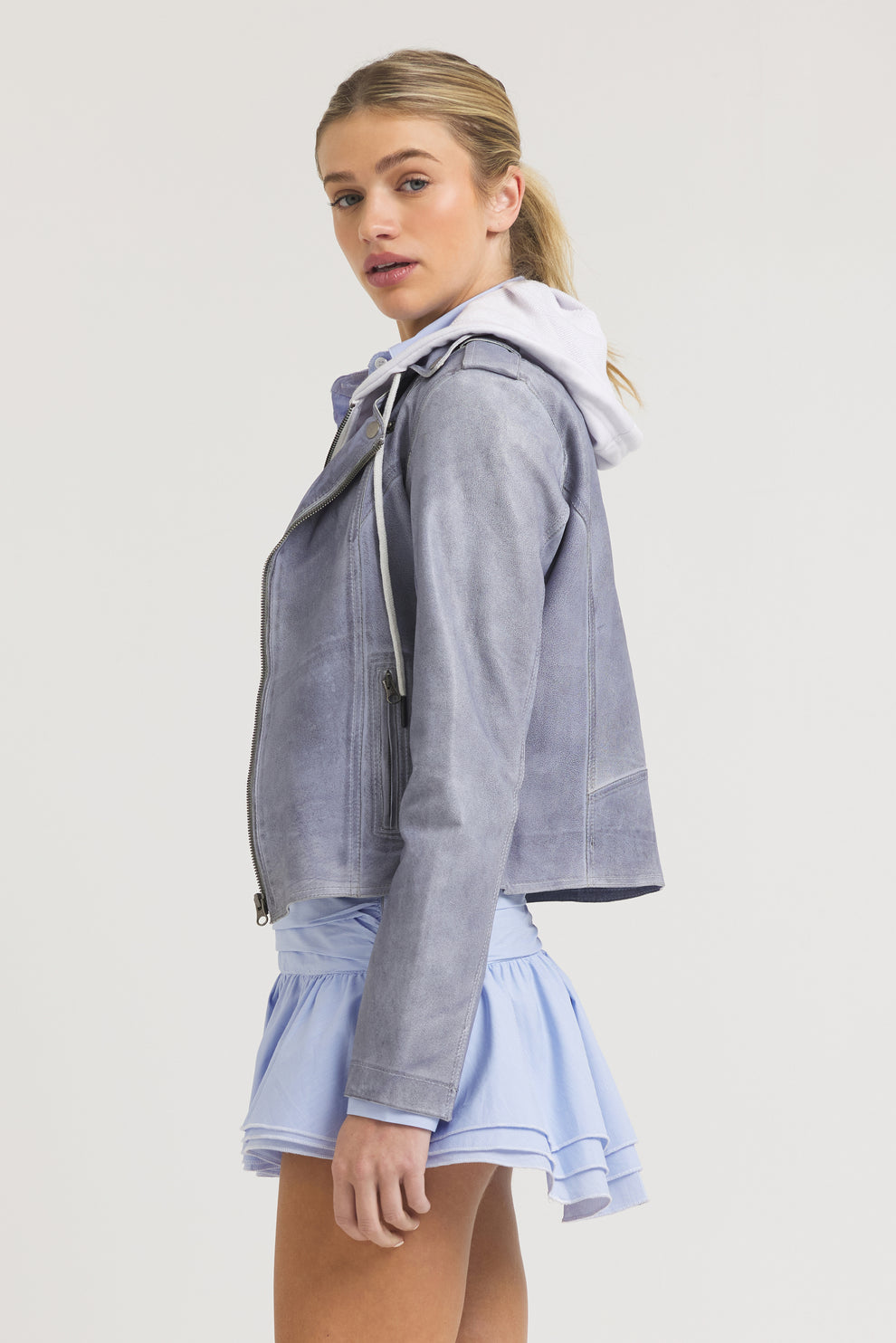 MOLLY PATINA LEATHER JACKET - BLUEBERRY