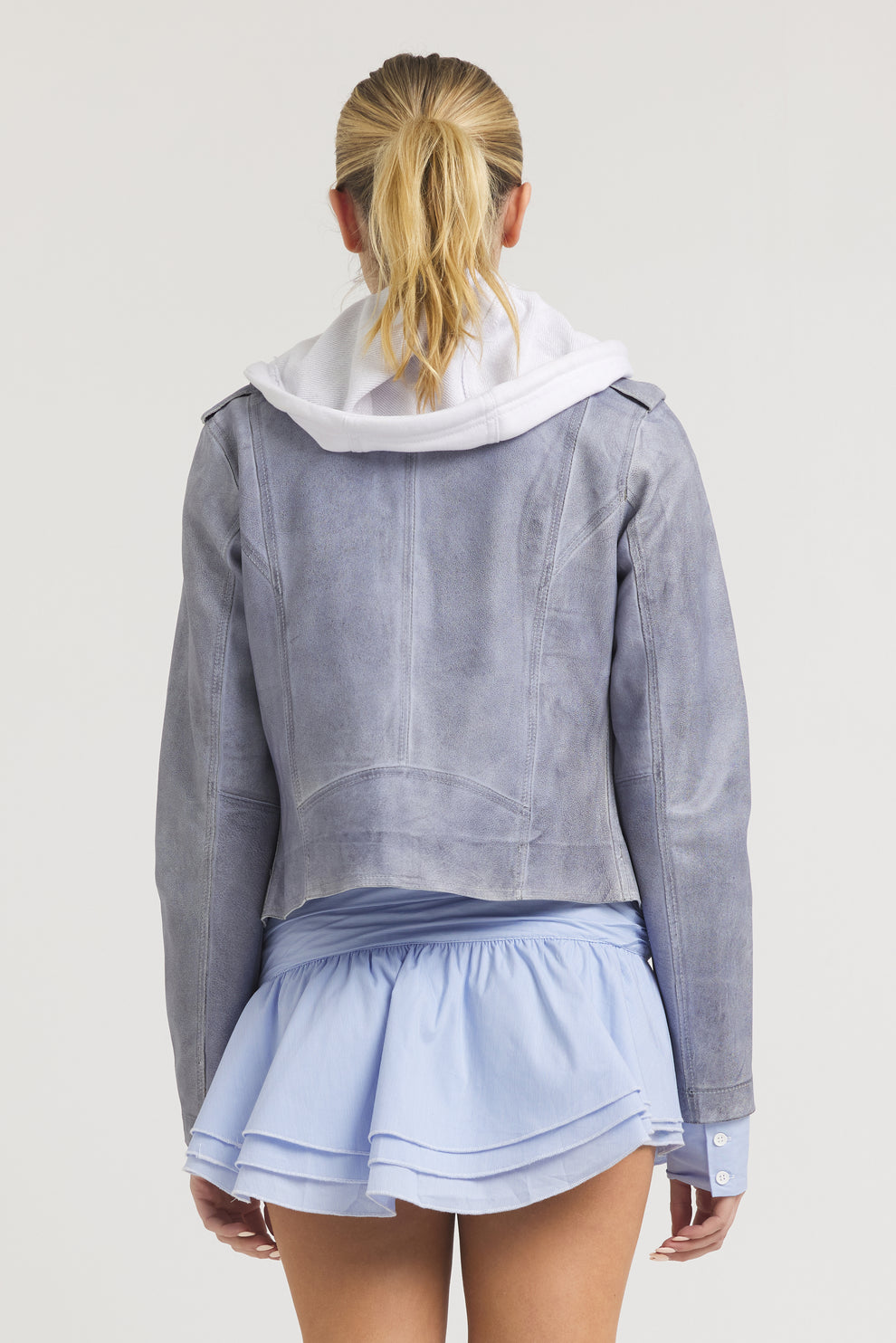MOLLY PATINA LEATHER JACKET - BLUEBERRY