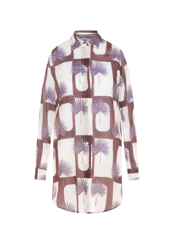 TAYA FAN PRINT COTTON BLOUSE