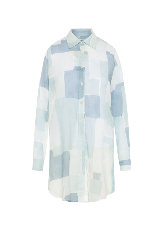 TAYA TEAL PRINT COTTON BLOUSE