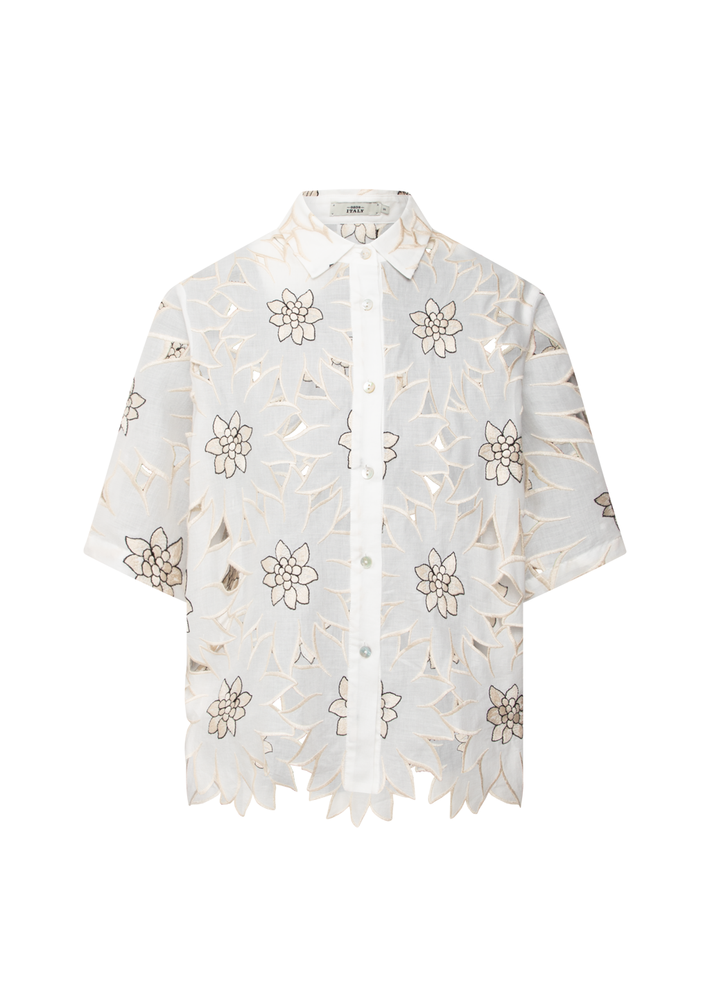 BEA COTTON LASE EMBROIDERED SHORT SLEEVE BLOUSE
