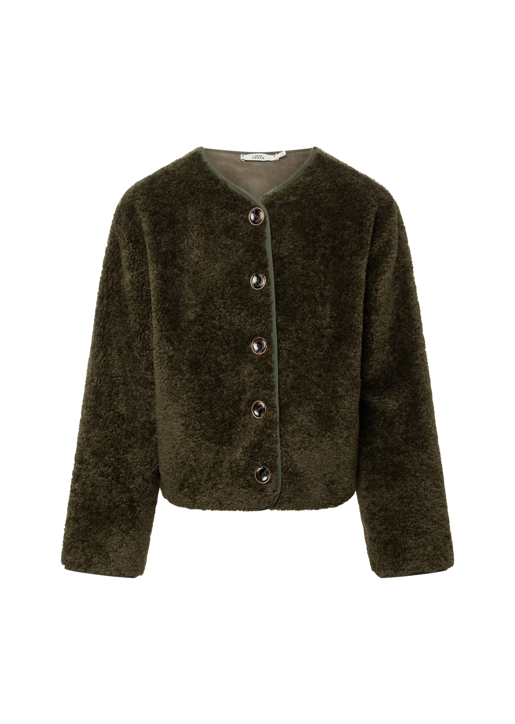RICARDA GREEN FAUX FUR JACKET