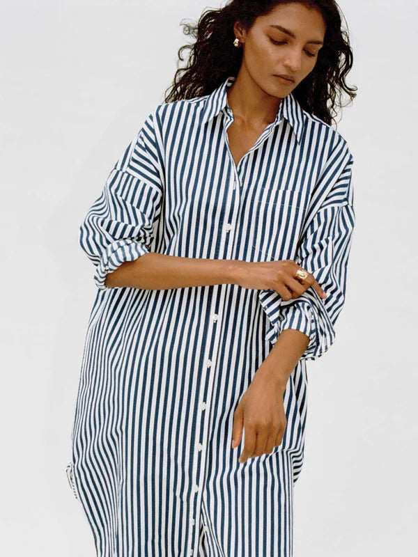COASTAL POPLIN RIO SHIRT DRESS - SEASIDE STRIPE