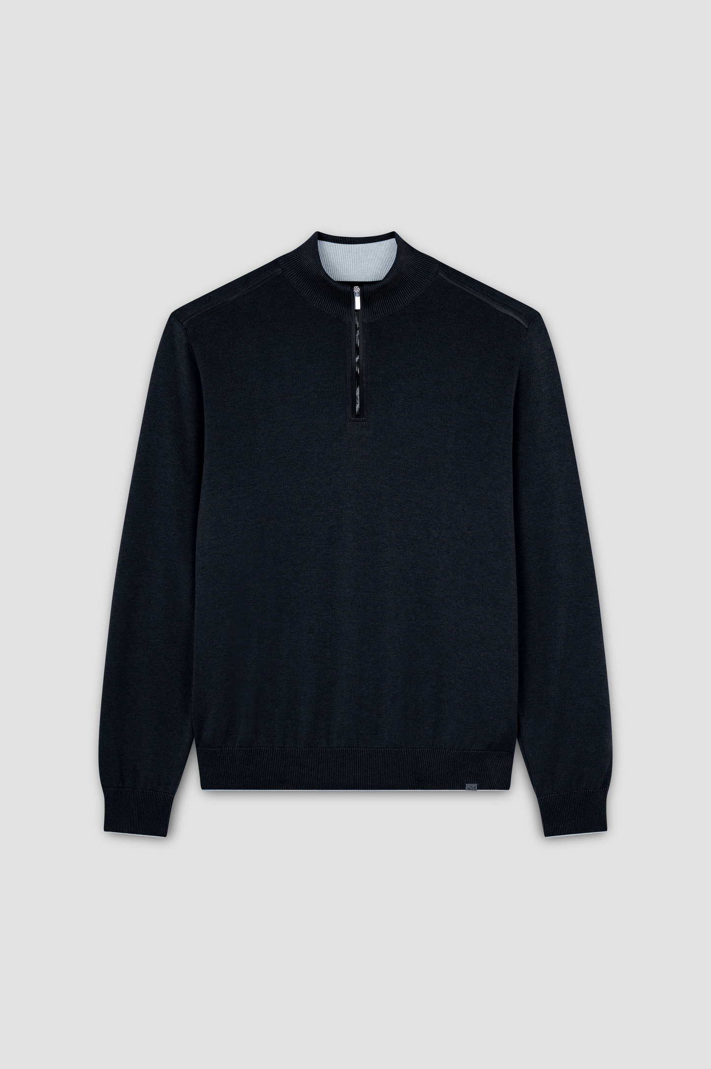 MIDNIGHT COTTON CASHMERE 1/4 ZIP SWEATER