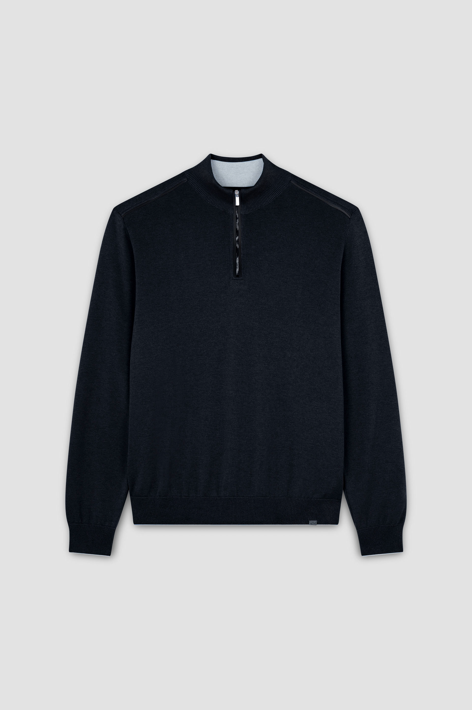MIDNIGHT COTTON CASHMERE 1/4 ZIP SWEATER