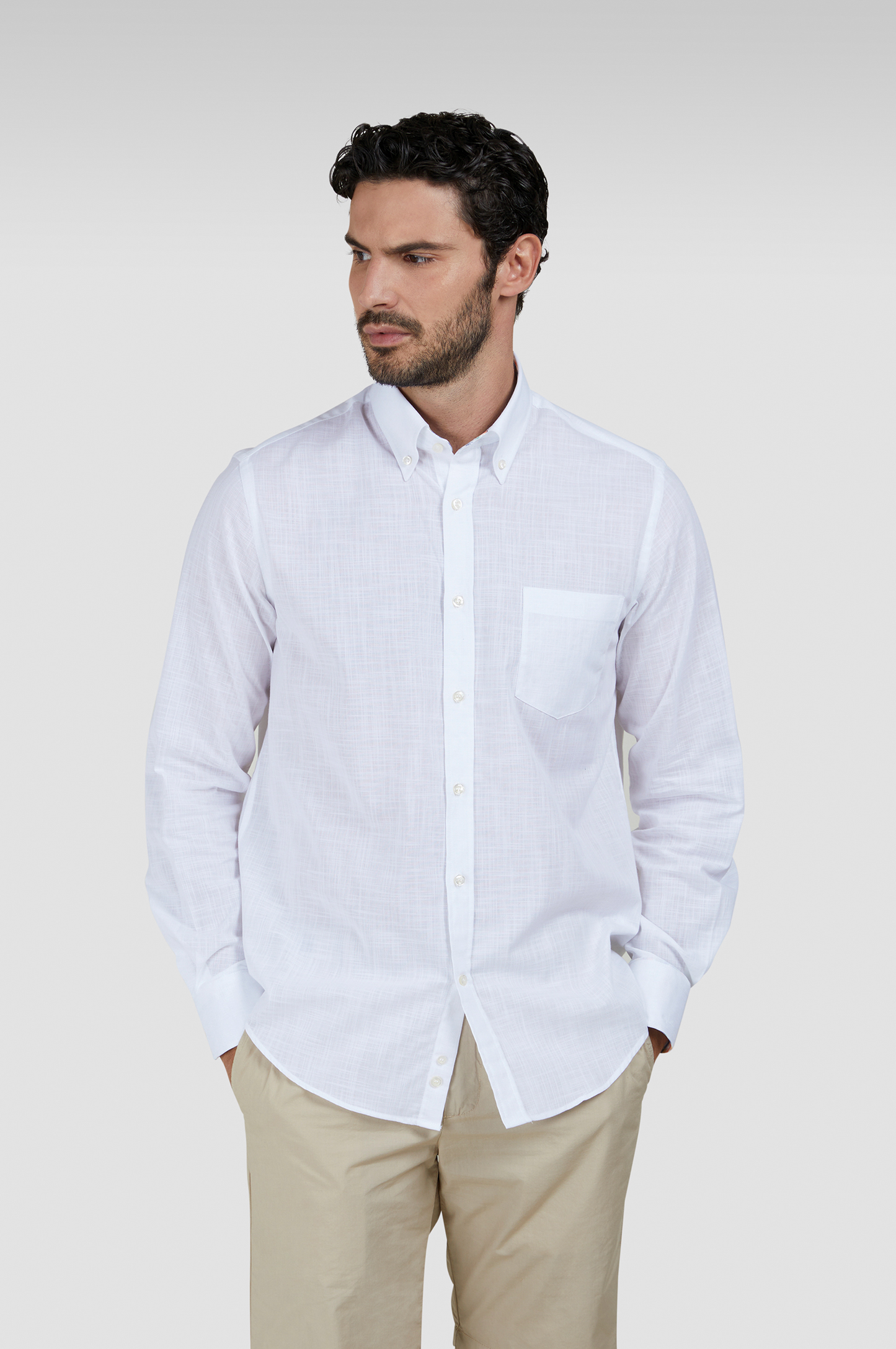 WHITE TEXTURED COTTON SHIRT