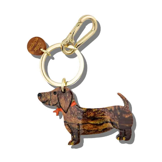 HAND PAINTED DACHUND DOG BAG CHARM