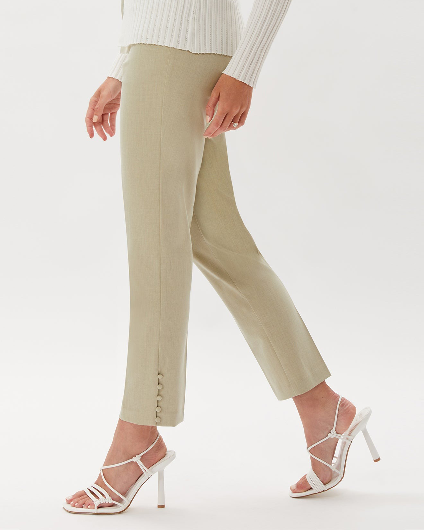BARROW CROPPED PANT WITH BUTTON DETAIL - ALOE
