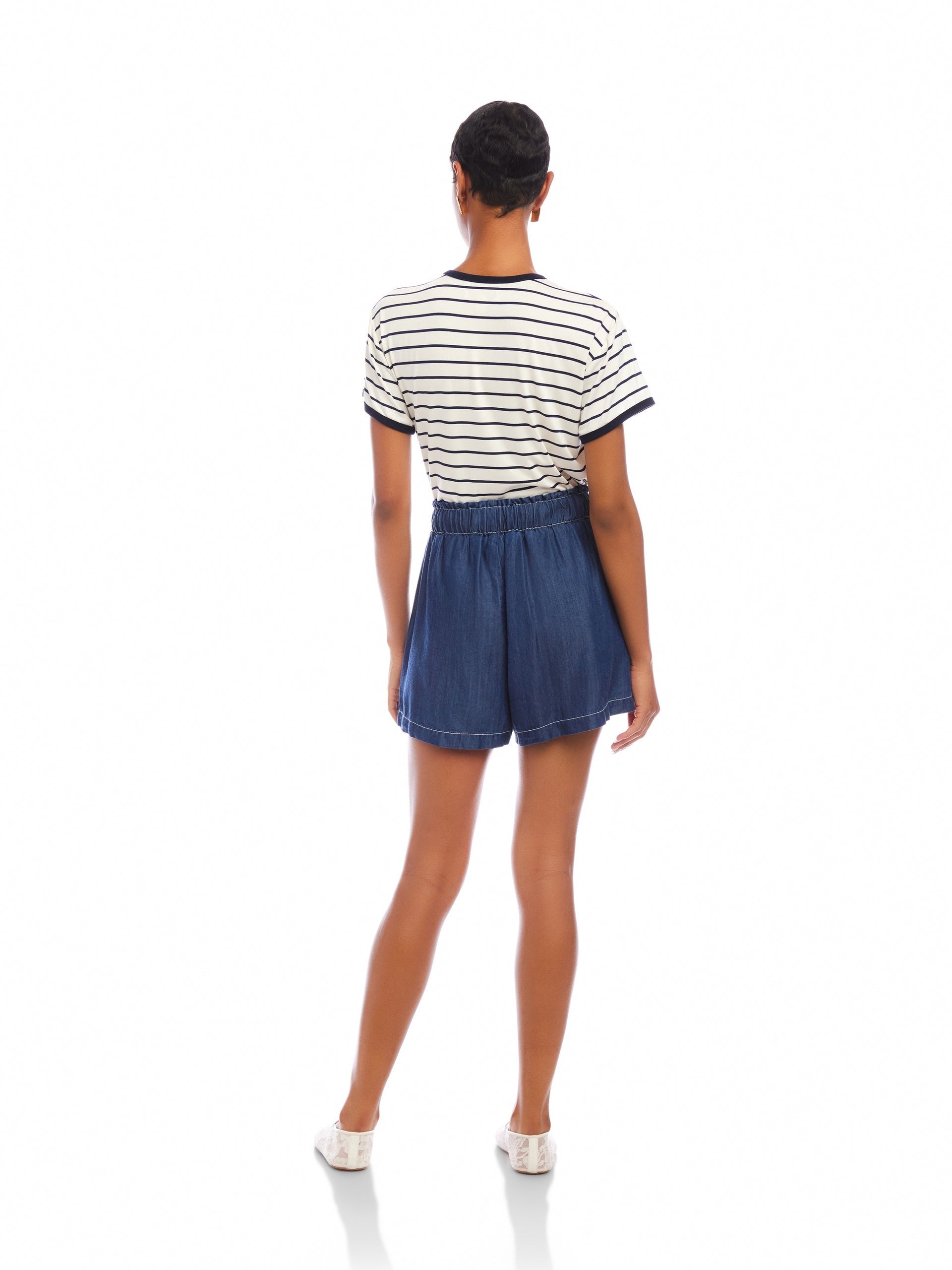 CARREEN WASHED DOWN TENCEL PATCH POCKET SHORT - INDIGO