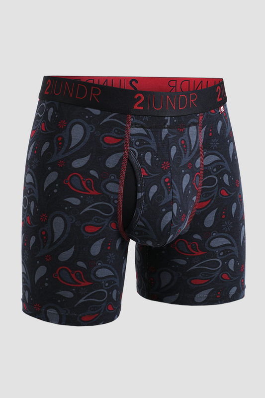 SWING SHIFT 6" BOXER BRIEF - BLACK PAISLEY