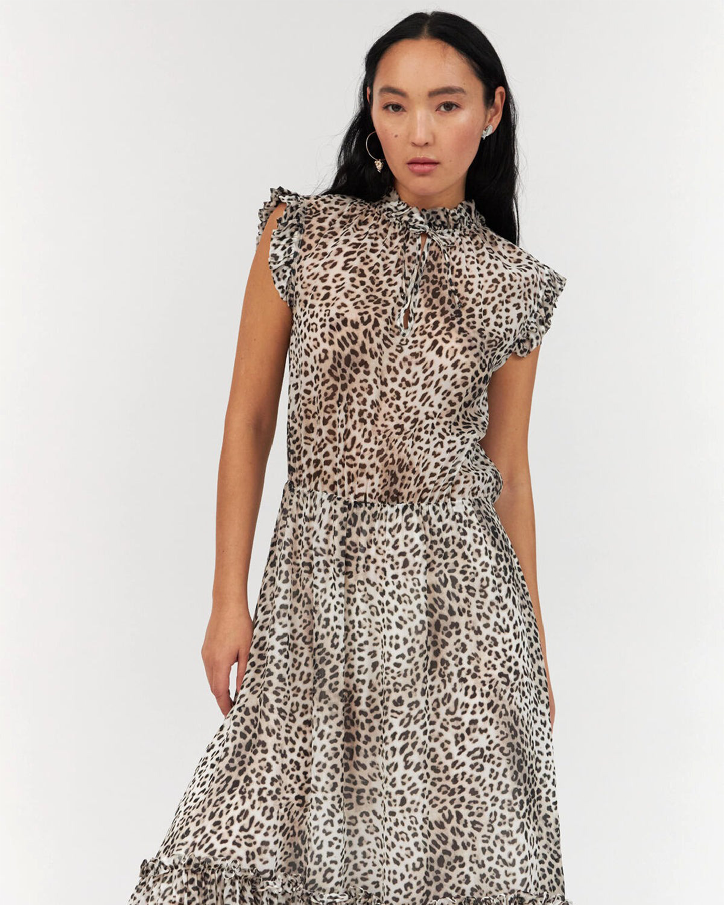 LALIE GREY LEOPARD PRINT DRESS