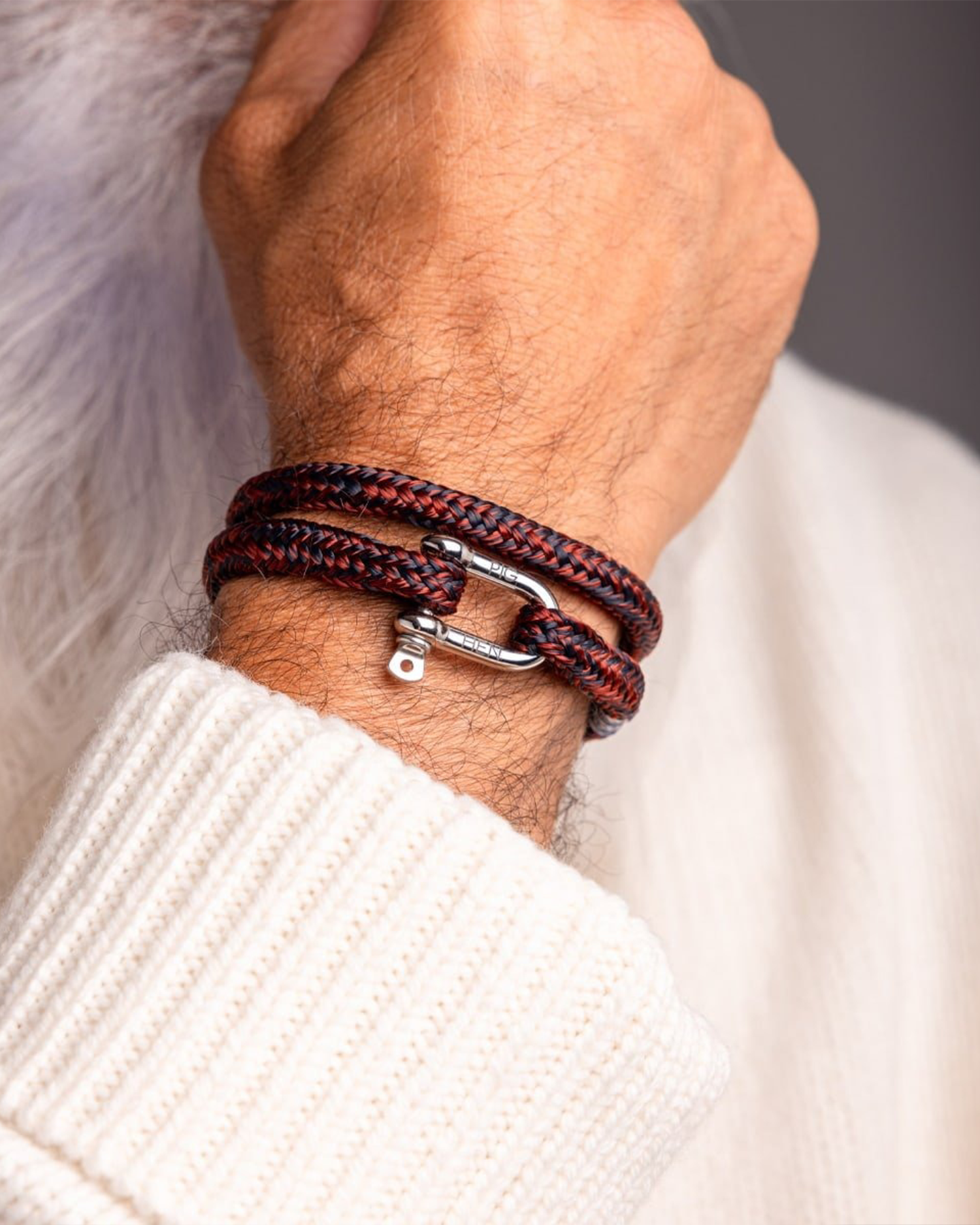 SALTY STEVE BRACELET - VELVET RED-NAVY-SILVER