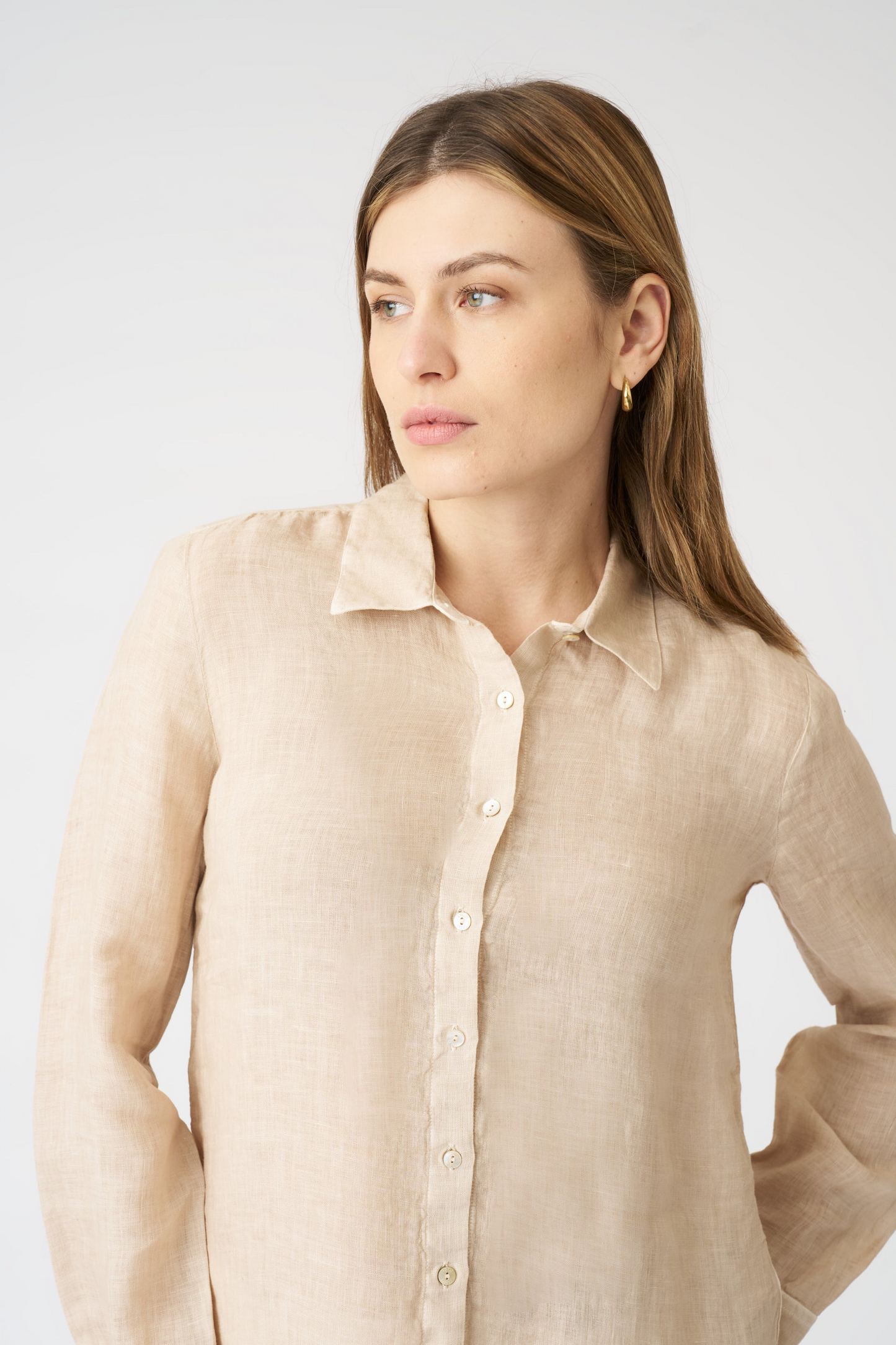 SOLID LINEN T-SHIRT - SOFT FADE BEIGE