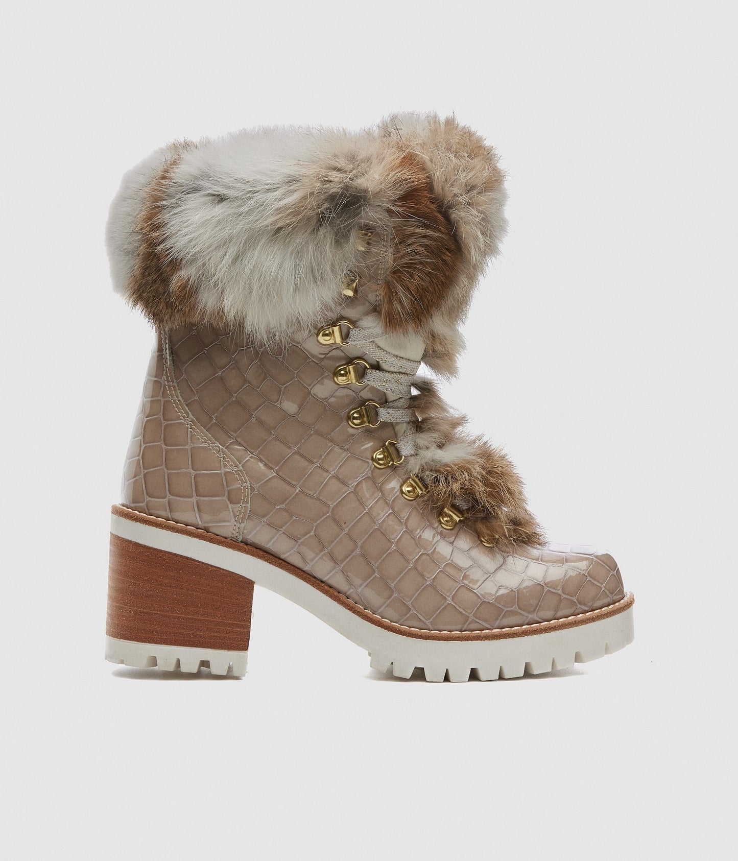 ALISA BEIGE LACE UP LEATHER BOOT