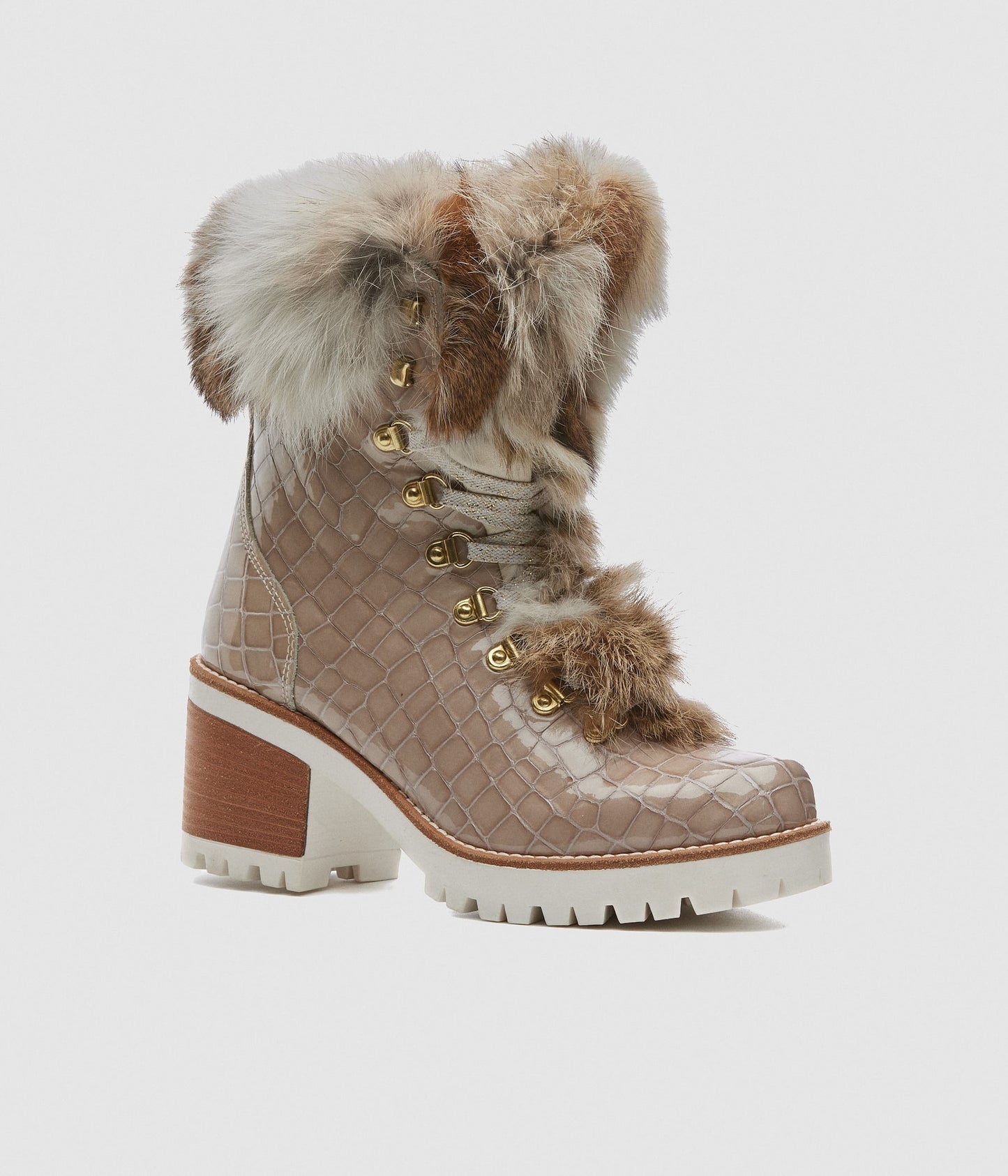 ALISA BEIGE LACE UP LEATHER BOOT