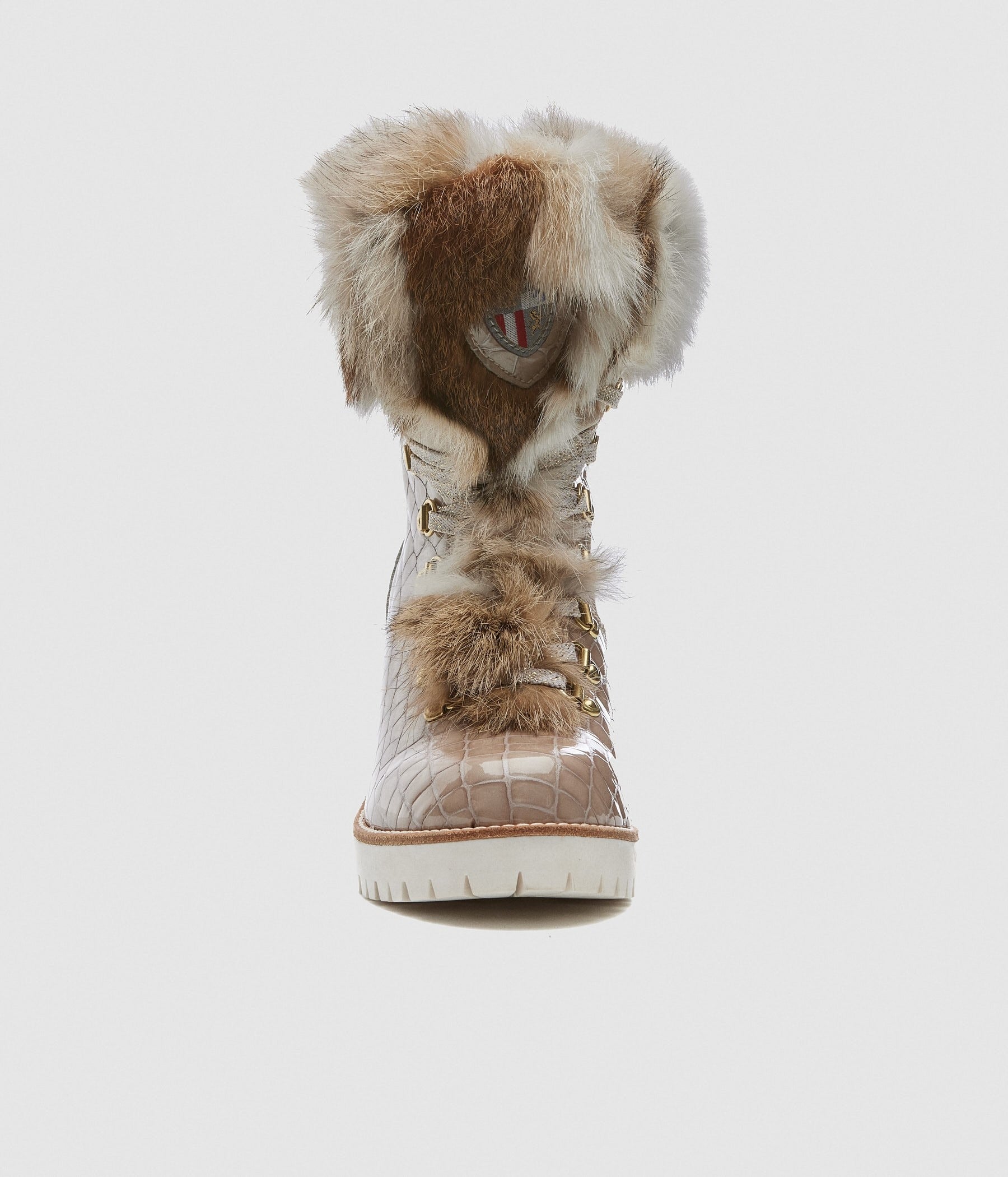 ALISA BEIGE LACE UP LEATHER BOOT