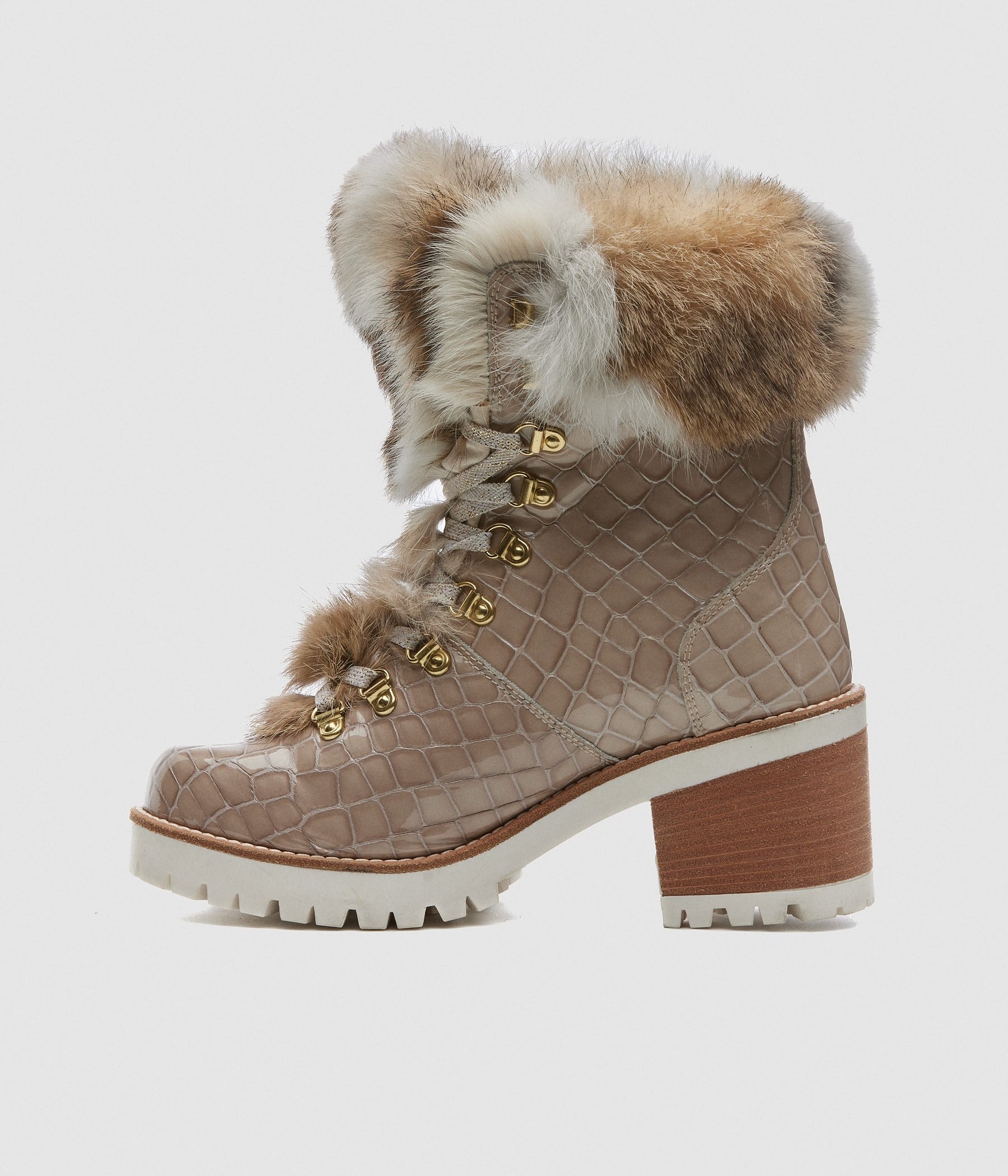 ALISA BEIGE LACE UP LEATHER BOOT