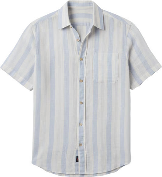 SHORT SLEEVE PALMA LINEN SHIRT - ISLAND BLUE STRIPE