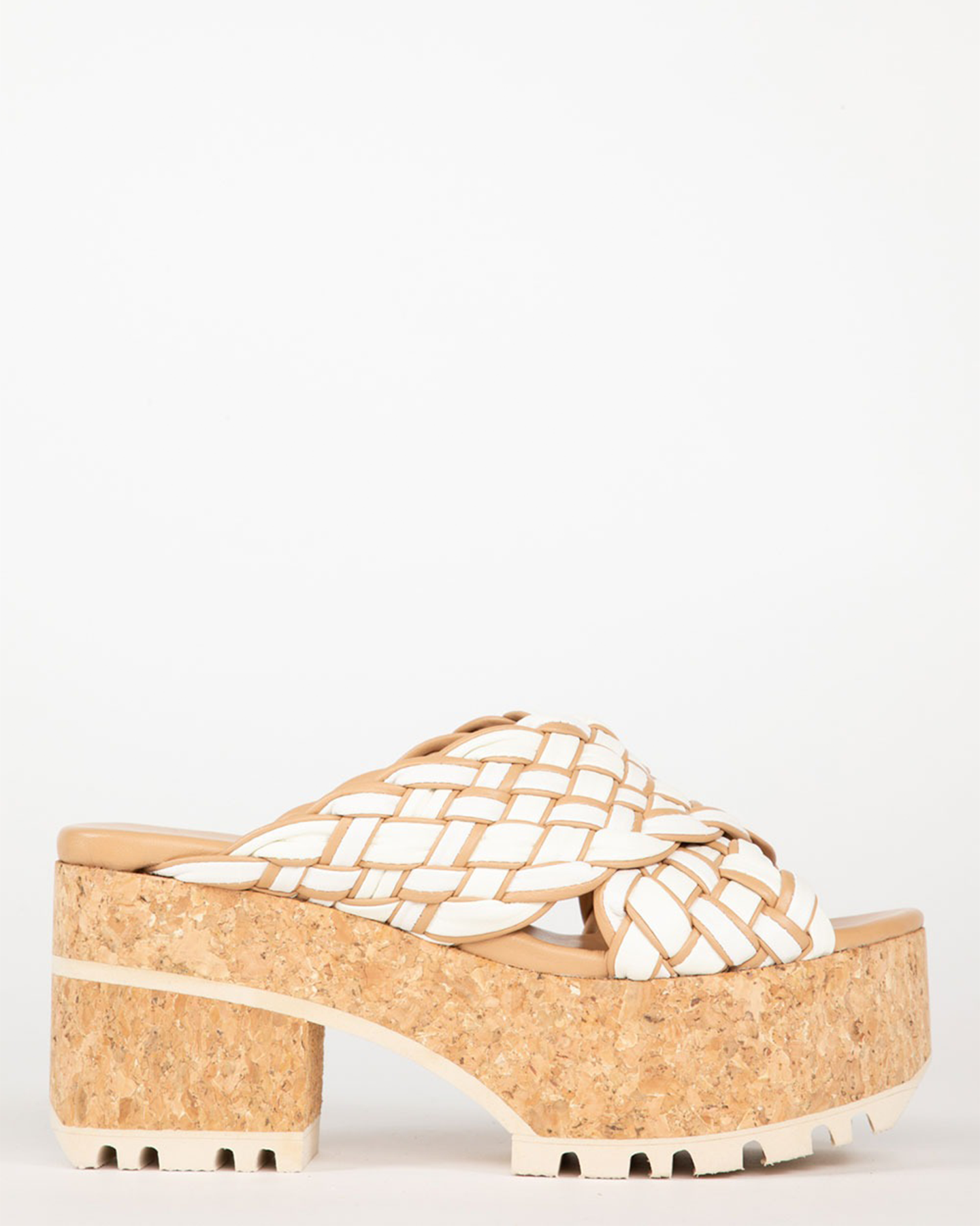 TUBULAR LEATHER CORK HEEL - LINO/LATTE