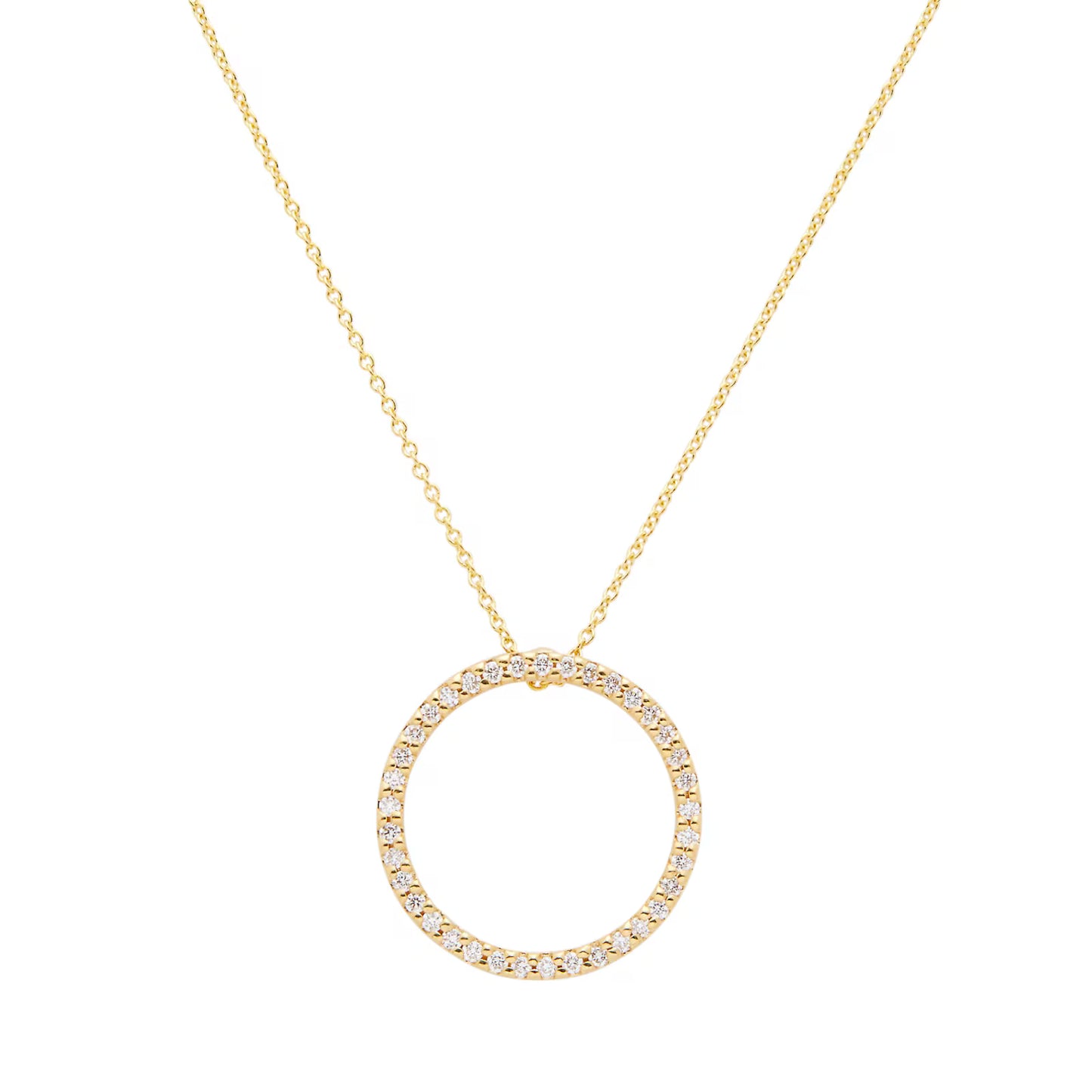 18K YG LARGER DIAMOND CIRCLE NECKLACE