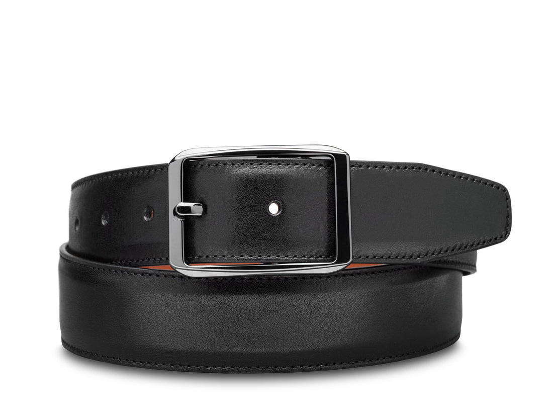 DOLCE ITALIA DEL GRECO REVERSIBLE LEATHER BELT - BLACK/AMBER