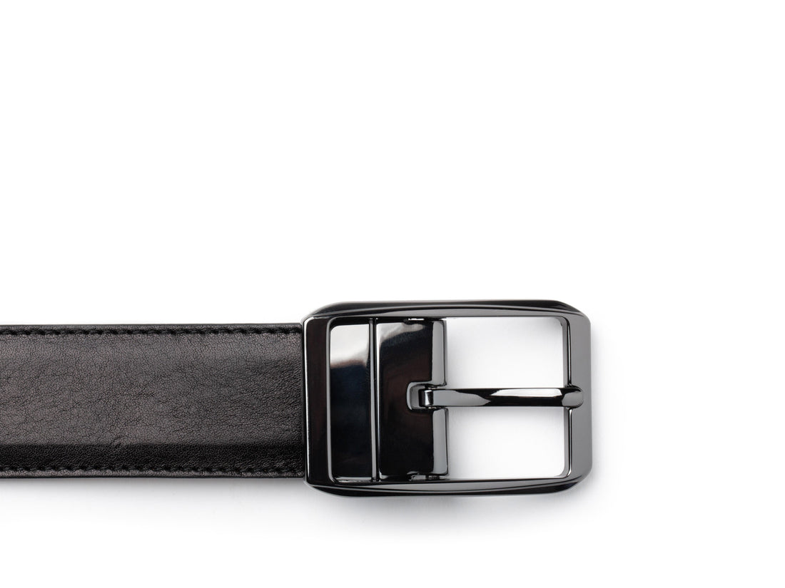 DOLCE ITALIA DEL GRECO REVERSIBLE LEATHER BELT - BLACK/AMBER
