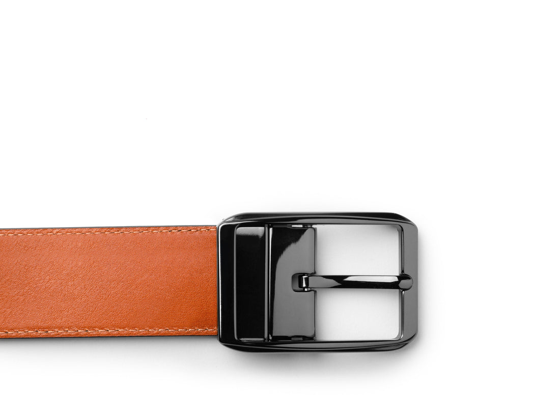 DOLCE ITALIA DEL GRECO REVERSIBLE LEATHER BELT - BLACK/AMBER