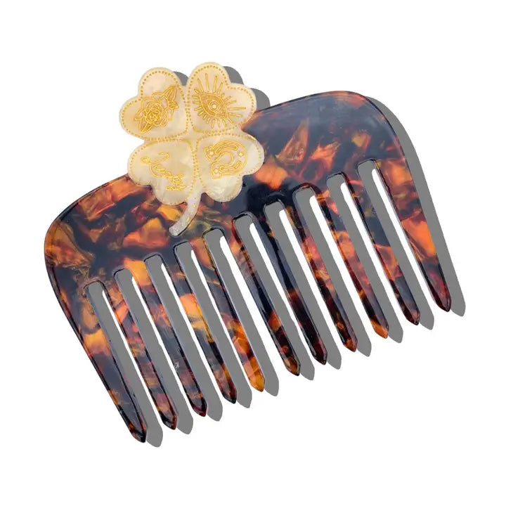 HAND-PAINTED LUCKY CLOVER POCKET COMB