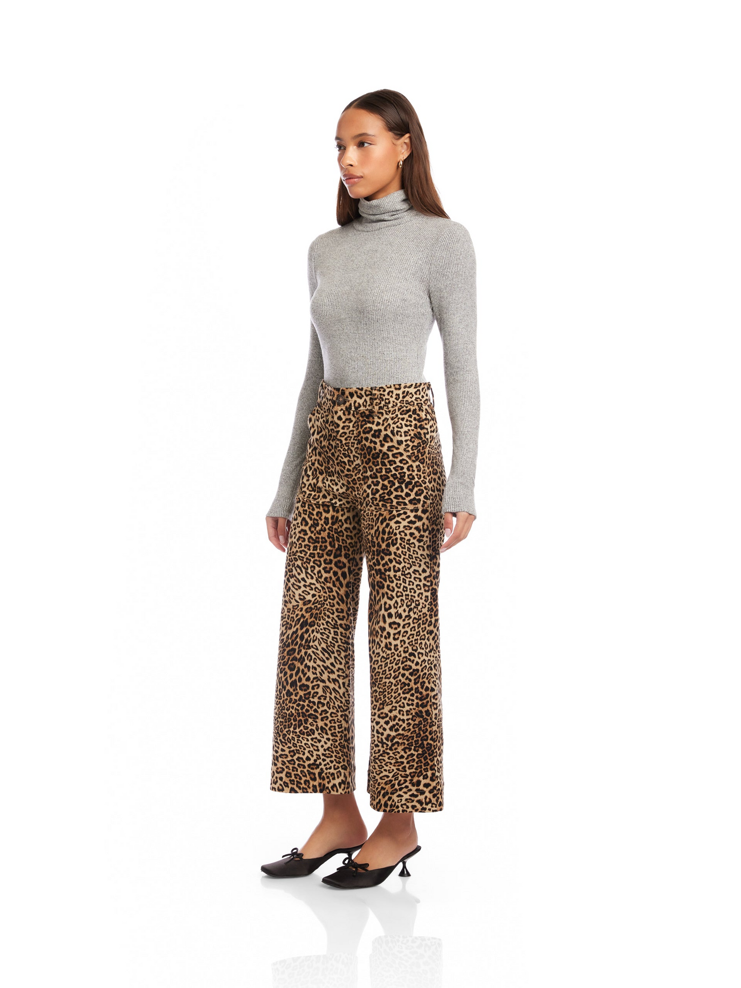 RYLEE CROPPED PANTS - LEOPARD PRINT