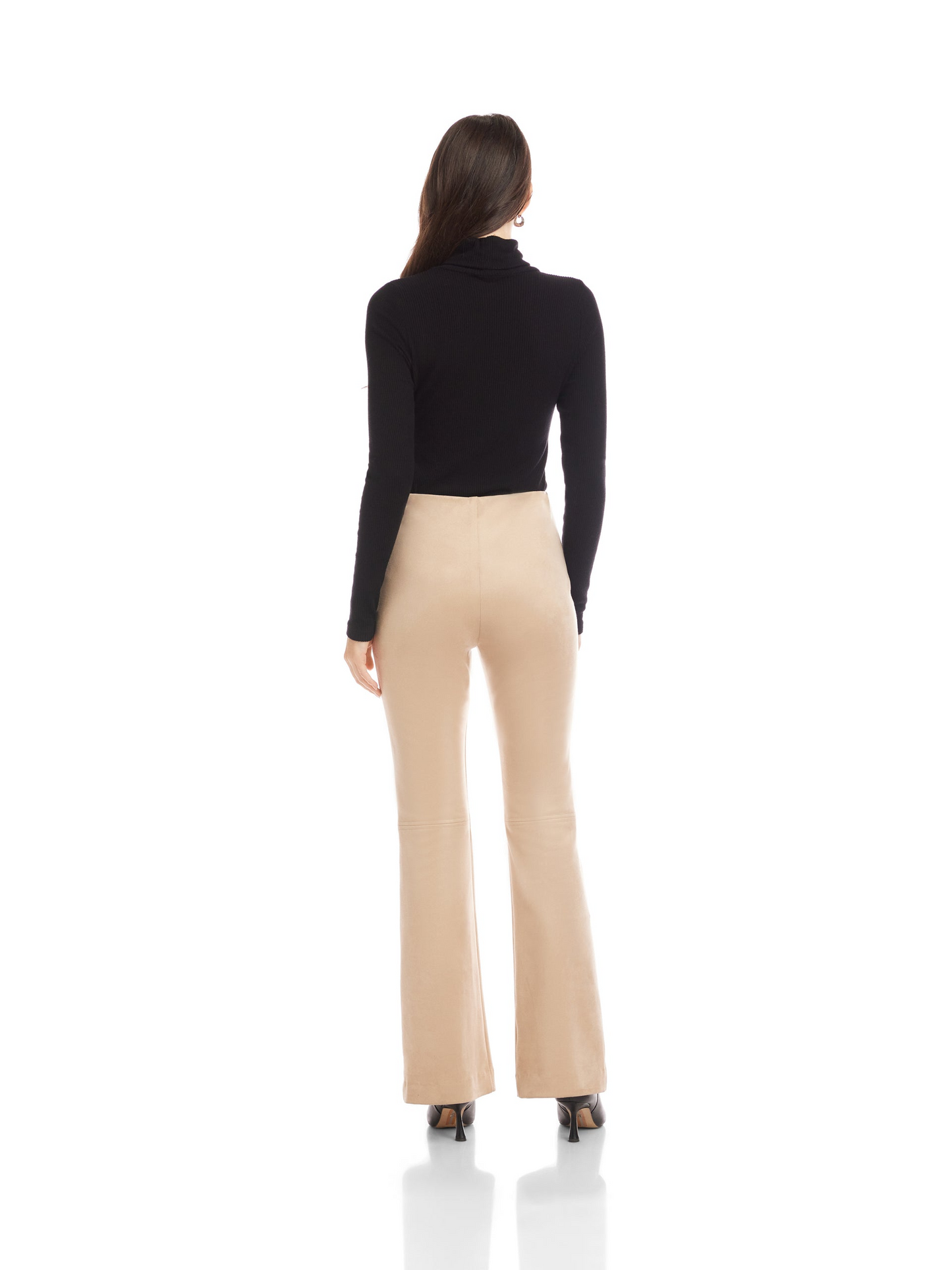 MOLLY FAUX SUEDE BOOTCUT PANT - ALMOND