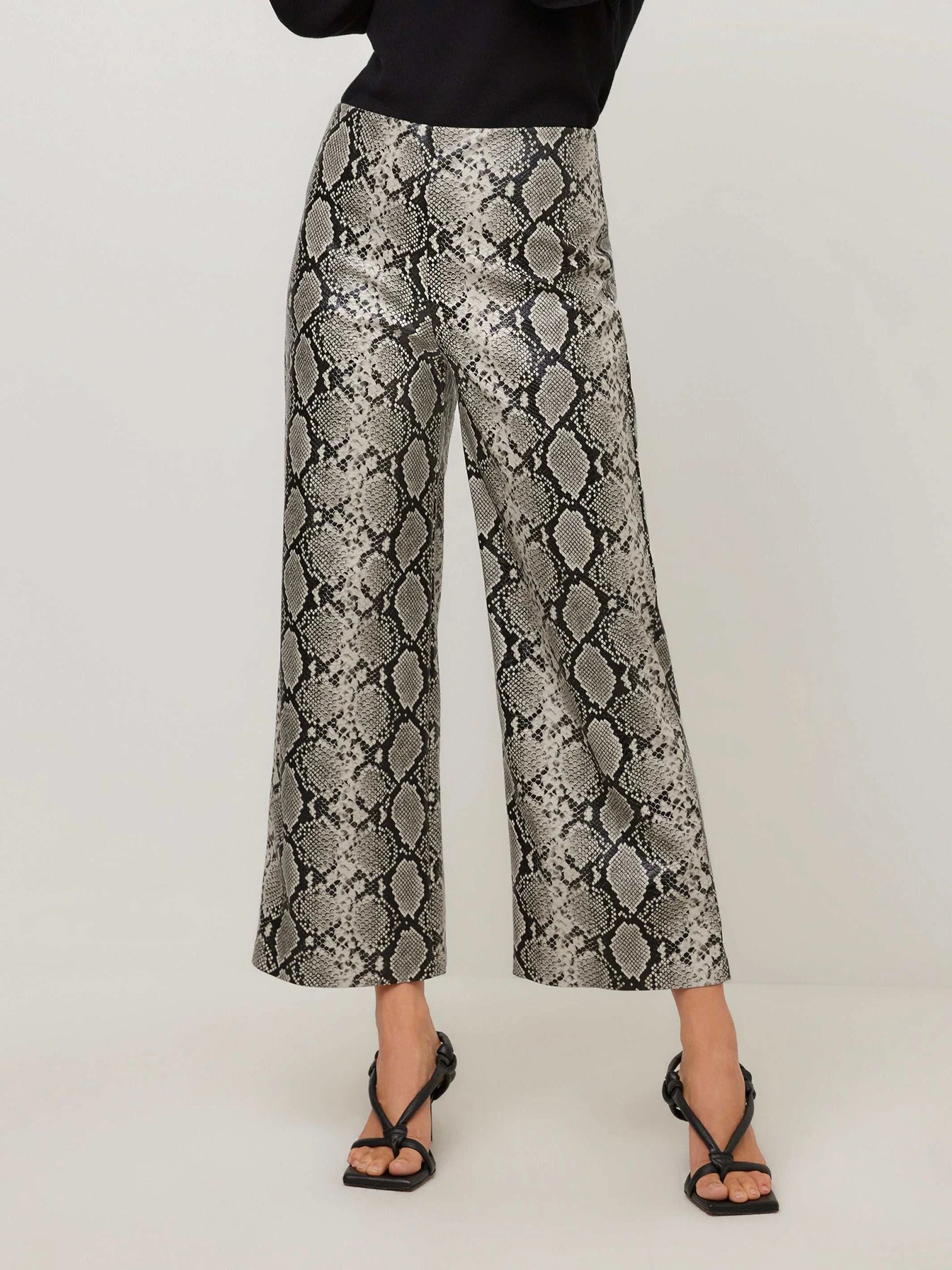 KELLY FAUX LEATHER SNAKE PRINT PANT