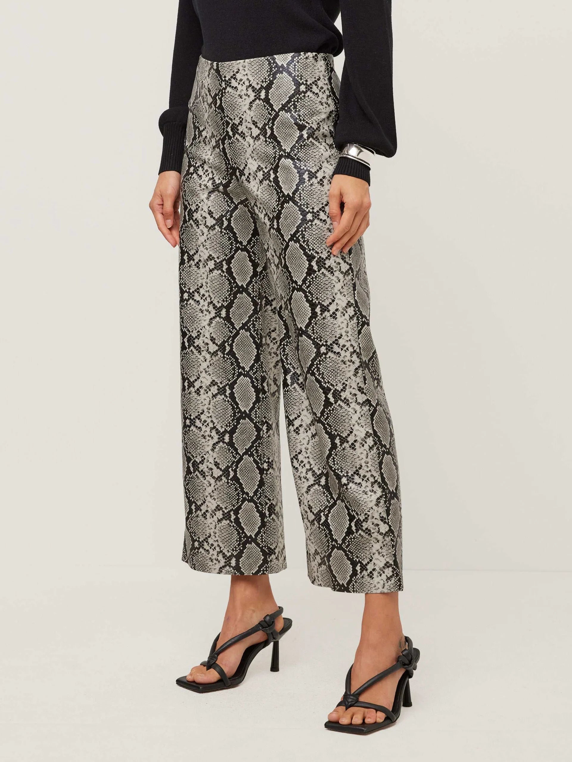 KELLY FAUX LEATHER SNAKE PRINT PANT