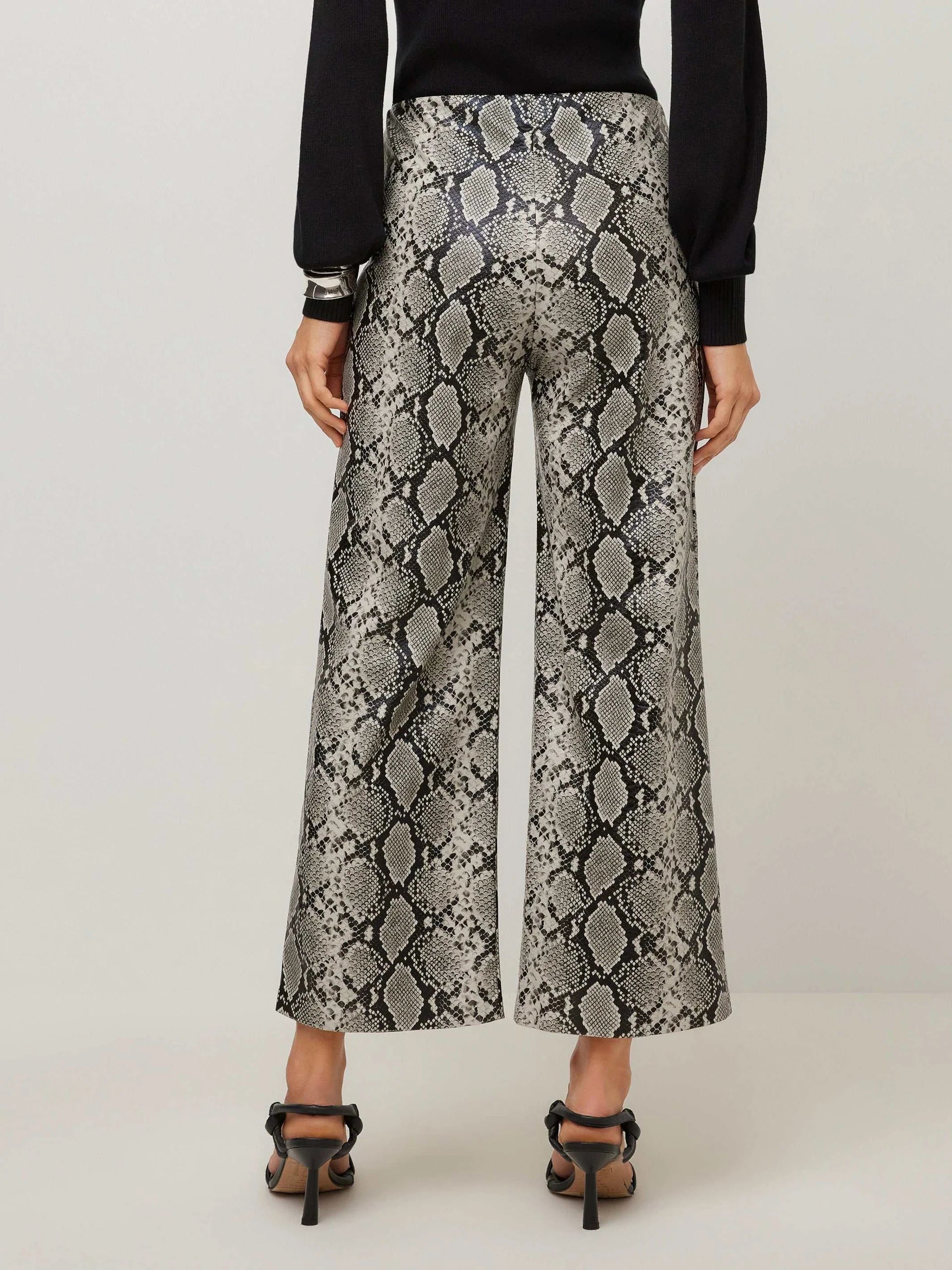 KELLY FAUX LEATHER SNAKE PRINT PANT
