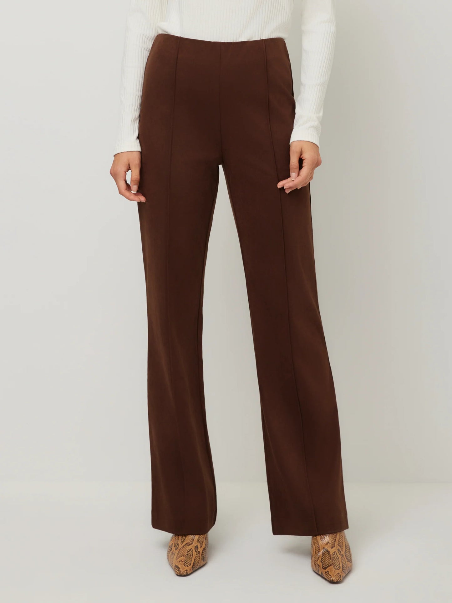 ELLIE FAUX SUEDE BOOTCUT PANT - WOOD