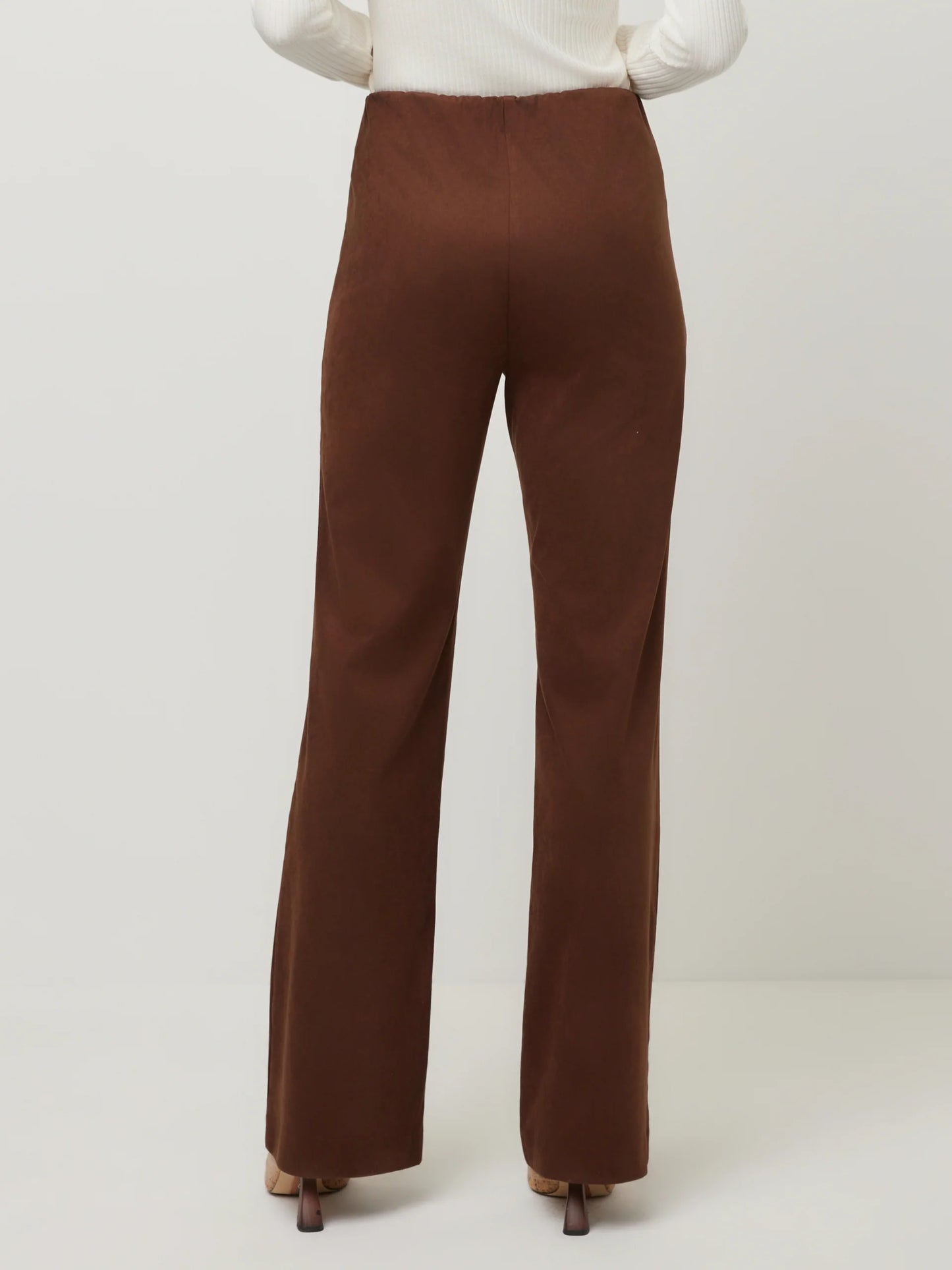 ELLIE FAUX SUEDE BOOTCUT PANT - WOOD