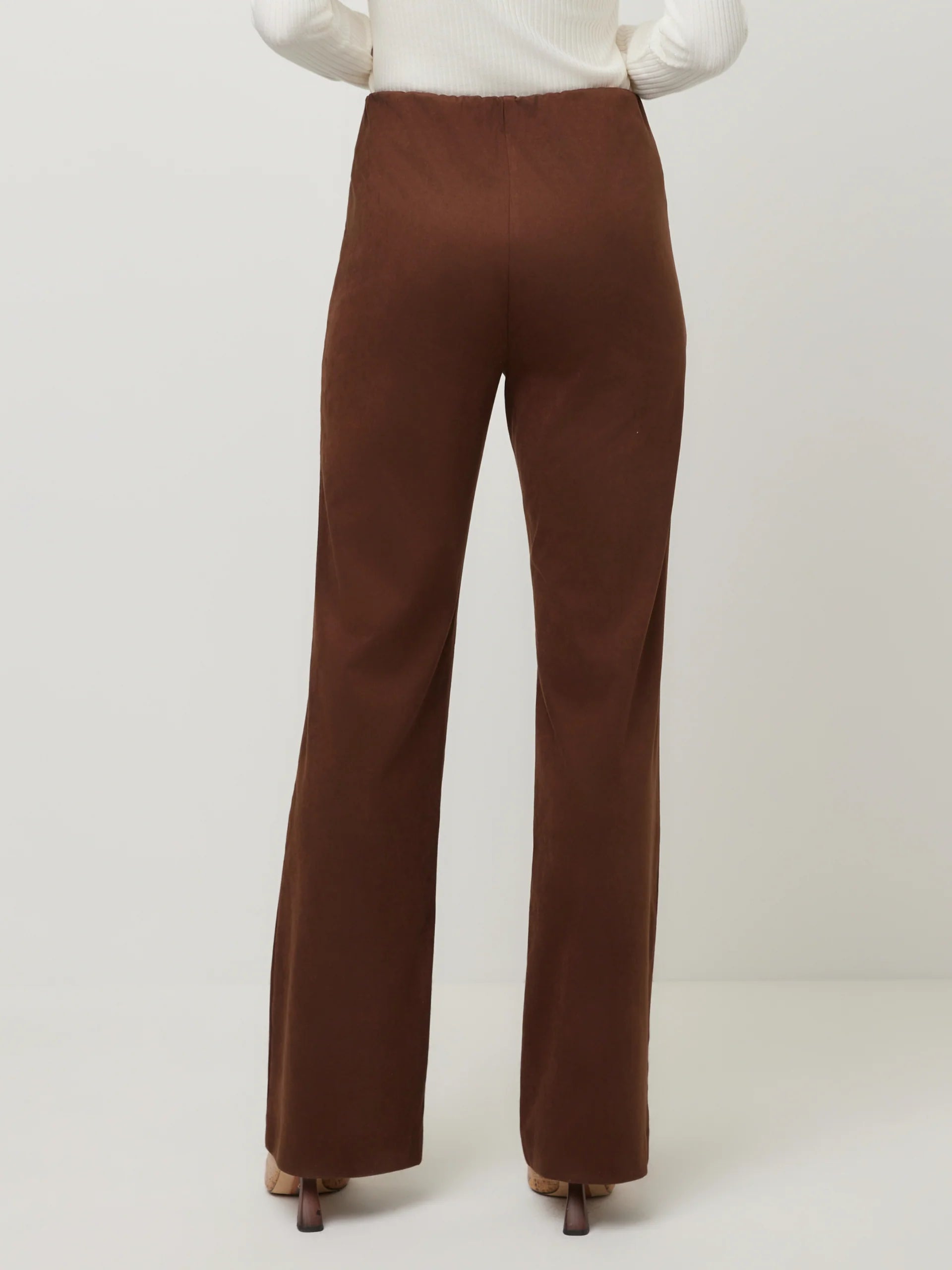 ELLIE FAUX SUEDE BOOTCUT PANT - WOOD