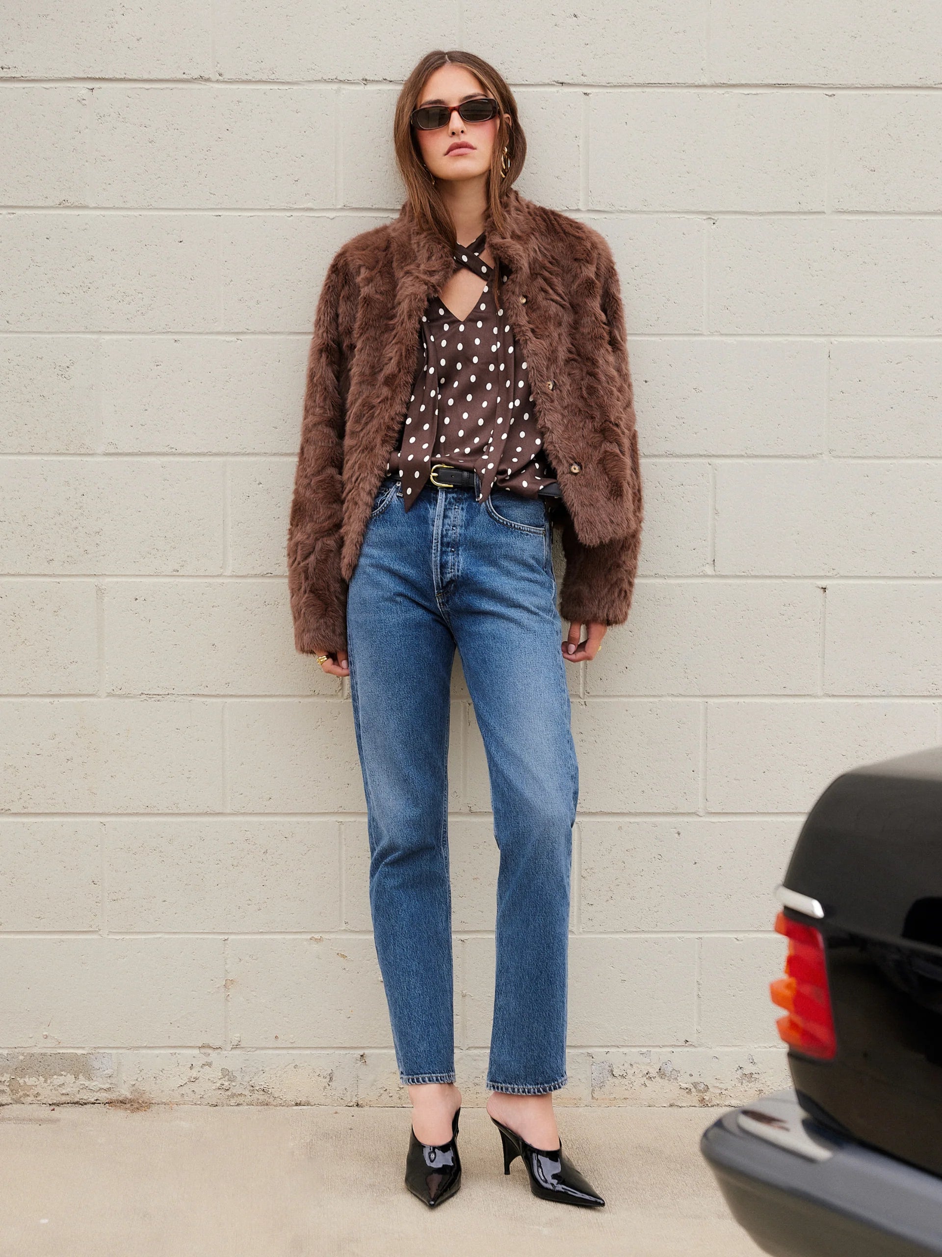 MACKENZIE REVERSIBLE FAUX FUR COAT - WOOD