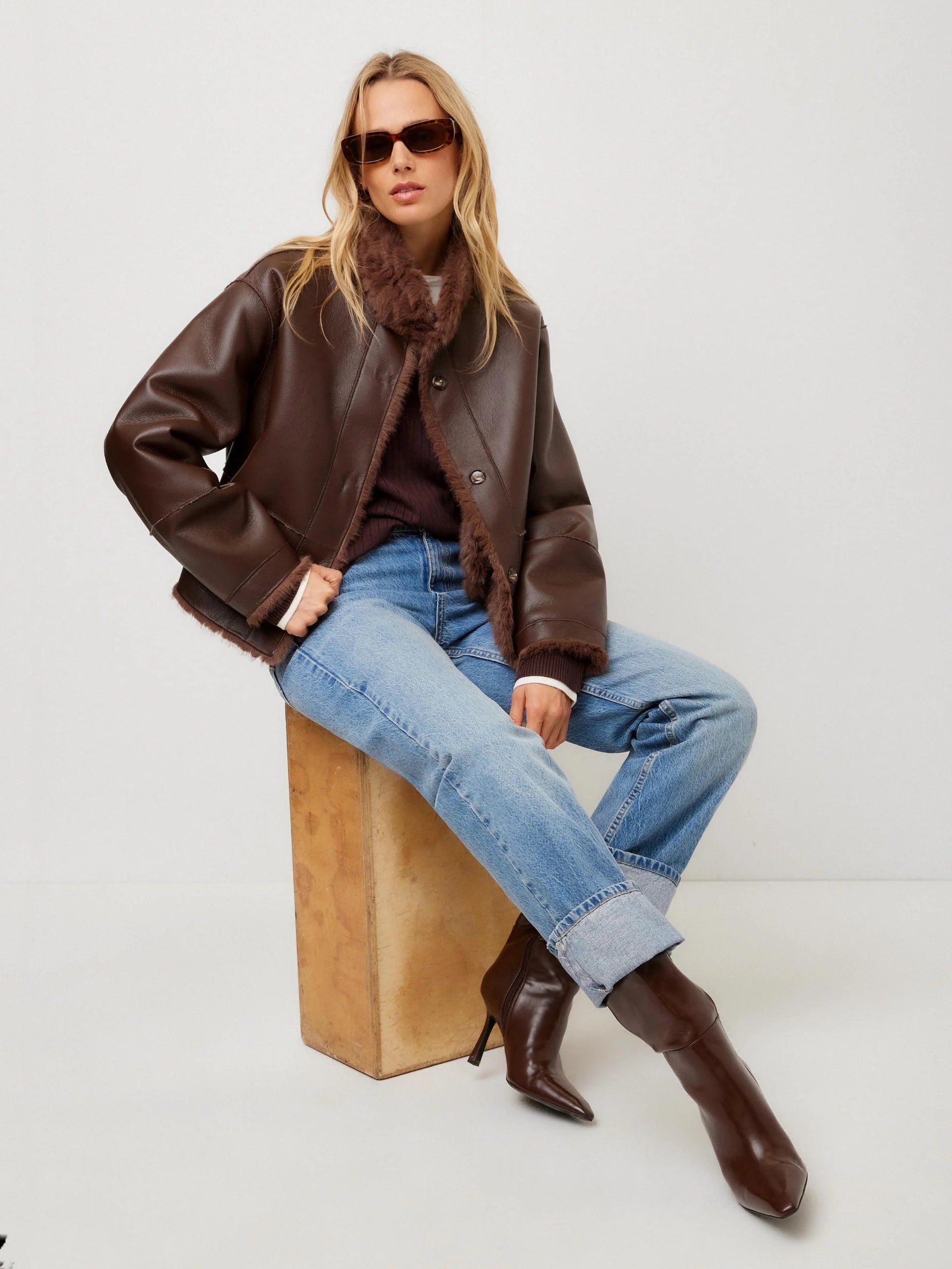 MACKENZIE REVERSIBLE FAUX FUR COAT - WOOD