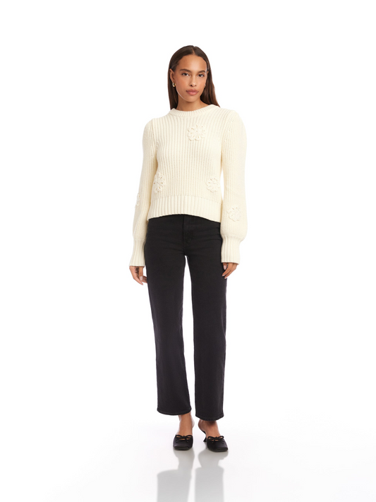 BRYLEE FLORAL SWEATER - CREAM