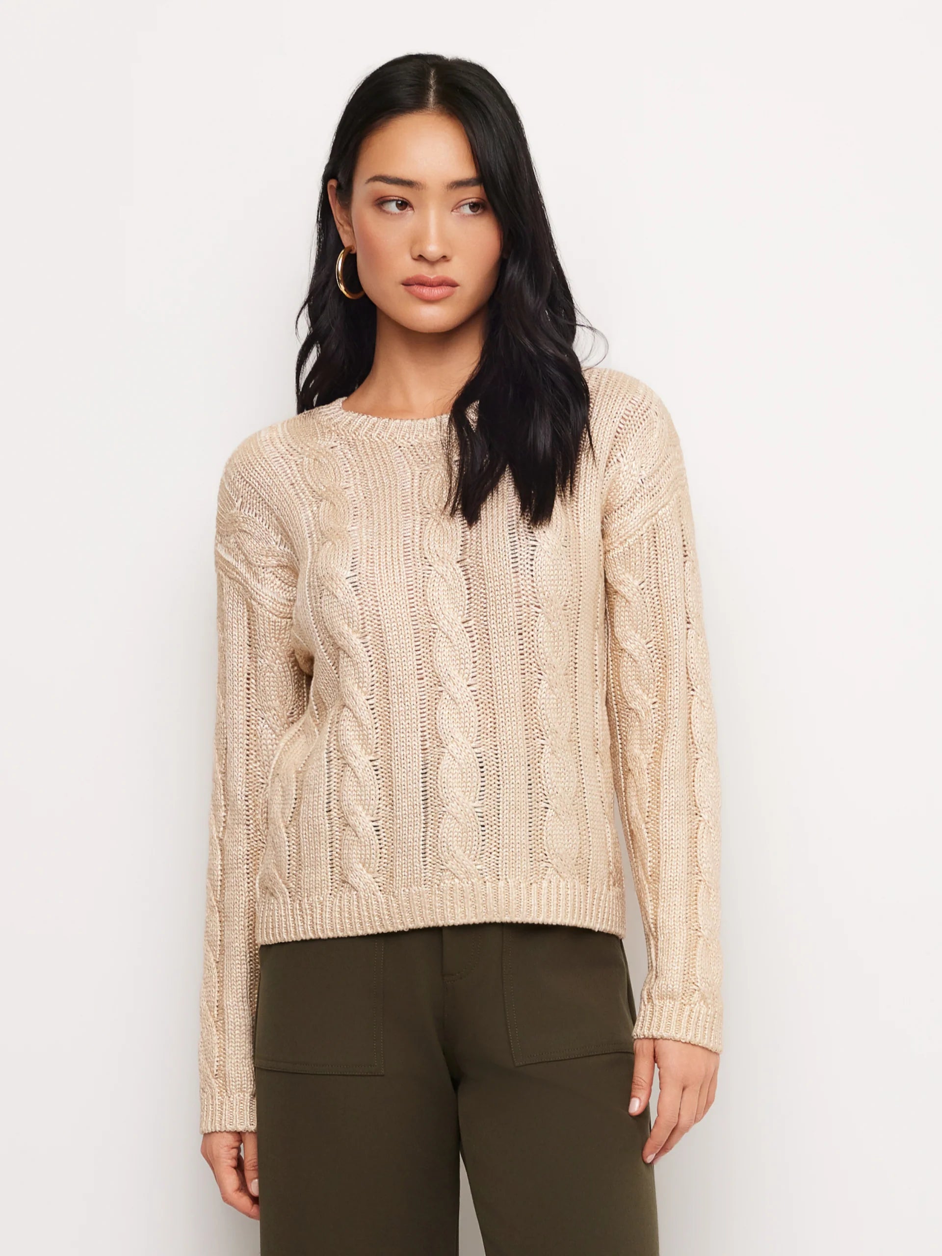 LEVIE COTTON METALLIC SWEATER - GOLD