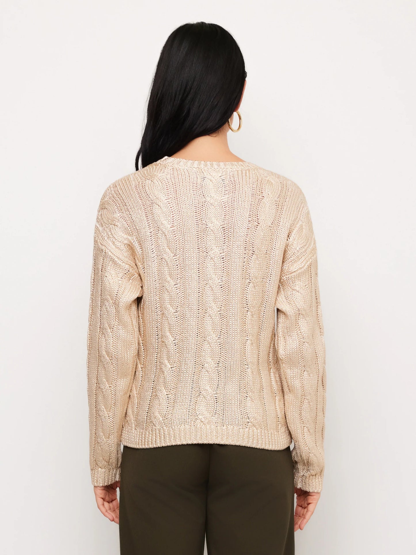 LEVIE COTTON METALLIC SWEATER - GOLD