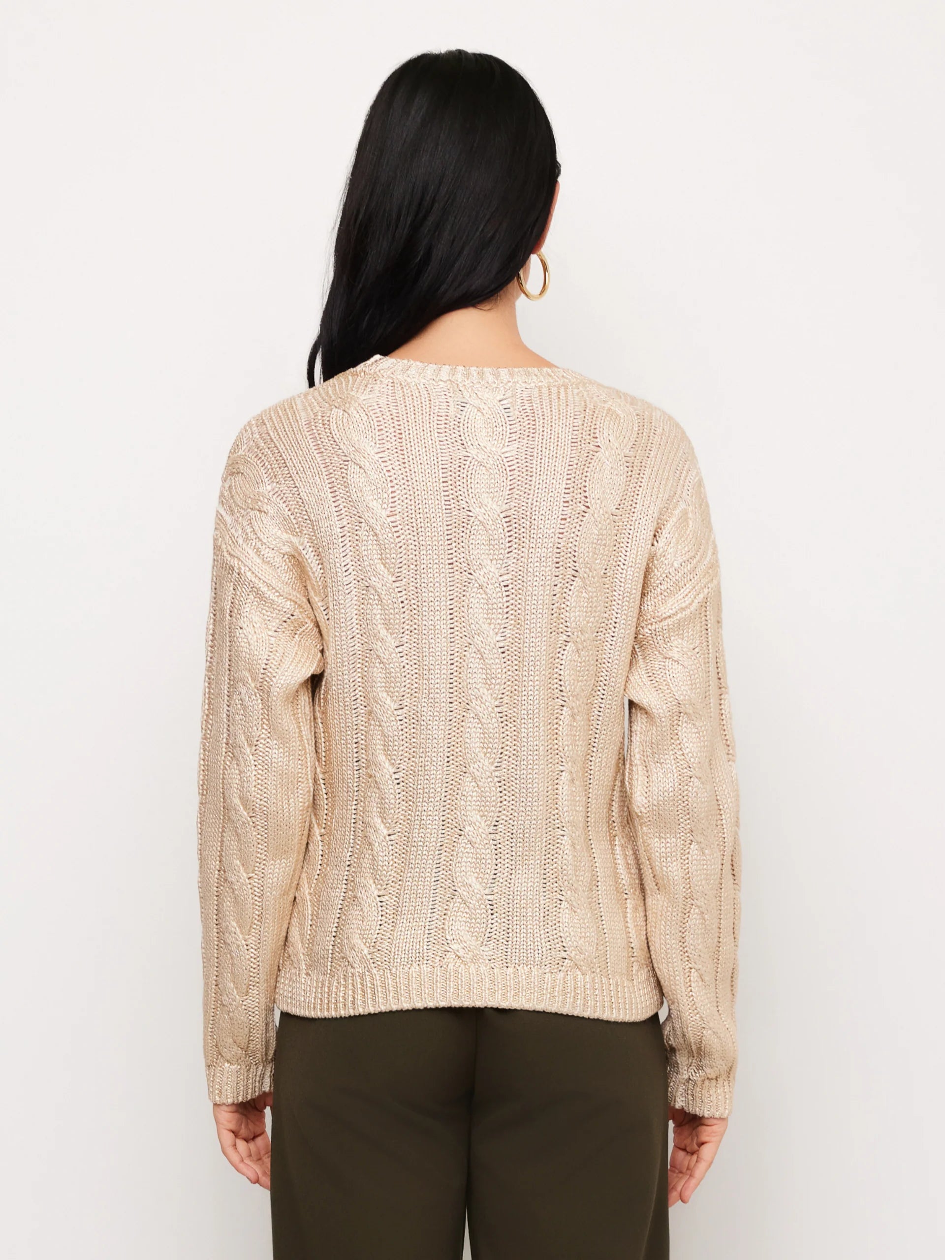 LEVIE COTTON METALLIC SWEATER - GOLD
