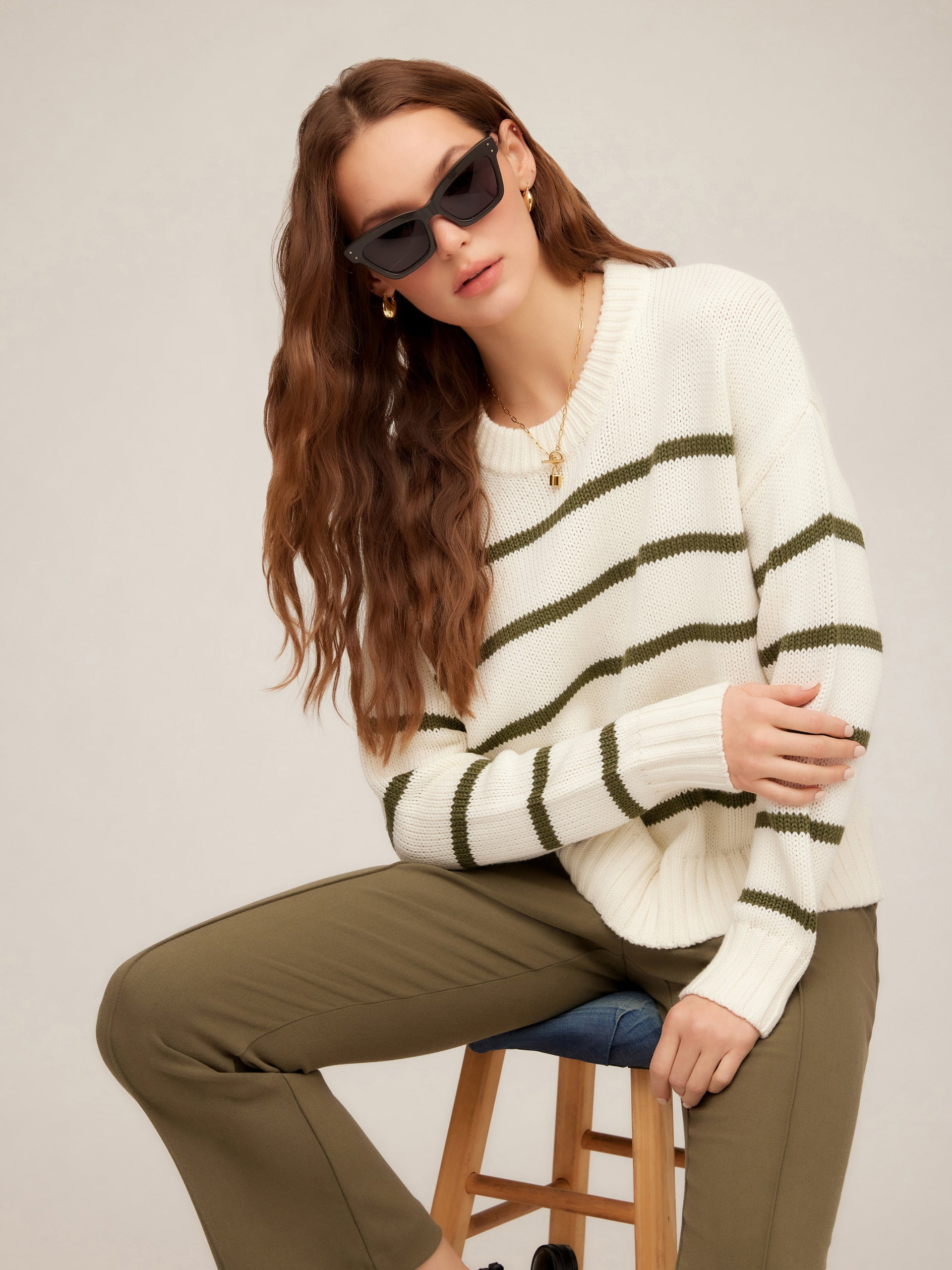 LUCA STRIPED COTTON BLEND SWEATER