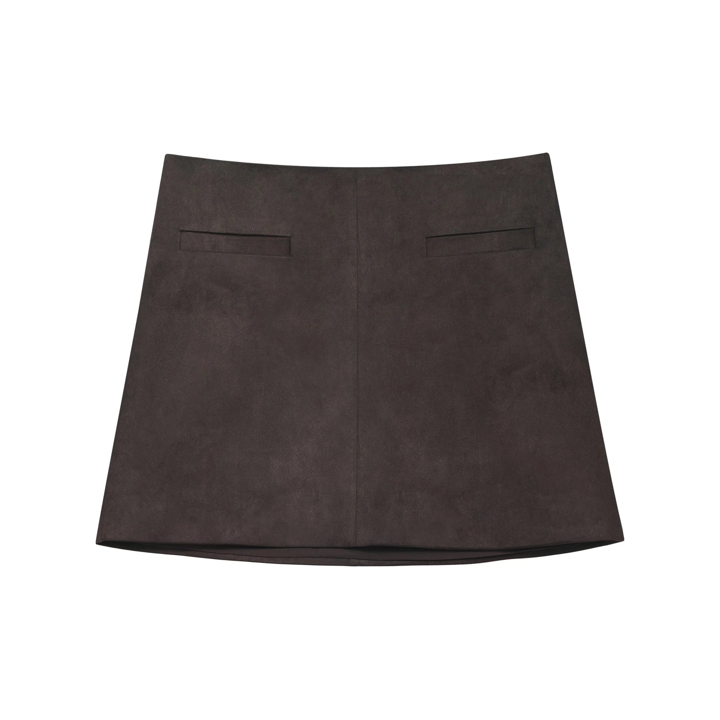 MINA FAUX SUEDE MINI SKIRT - ESPRESSO